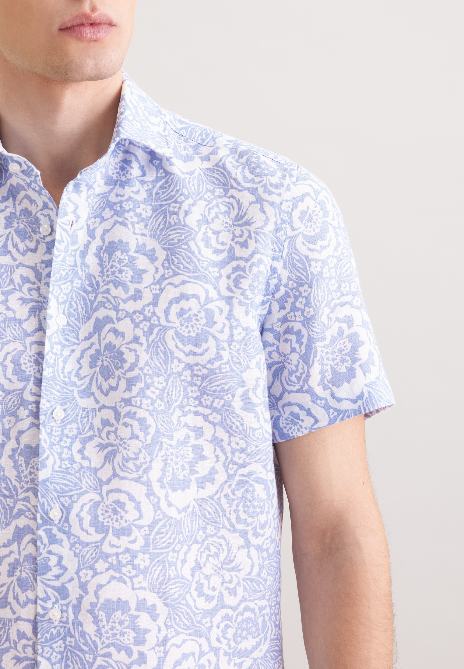 seidensticker Leinenhemd »Schwarze Rose« Slim 1/2 Kentkragen Druck