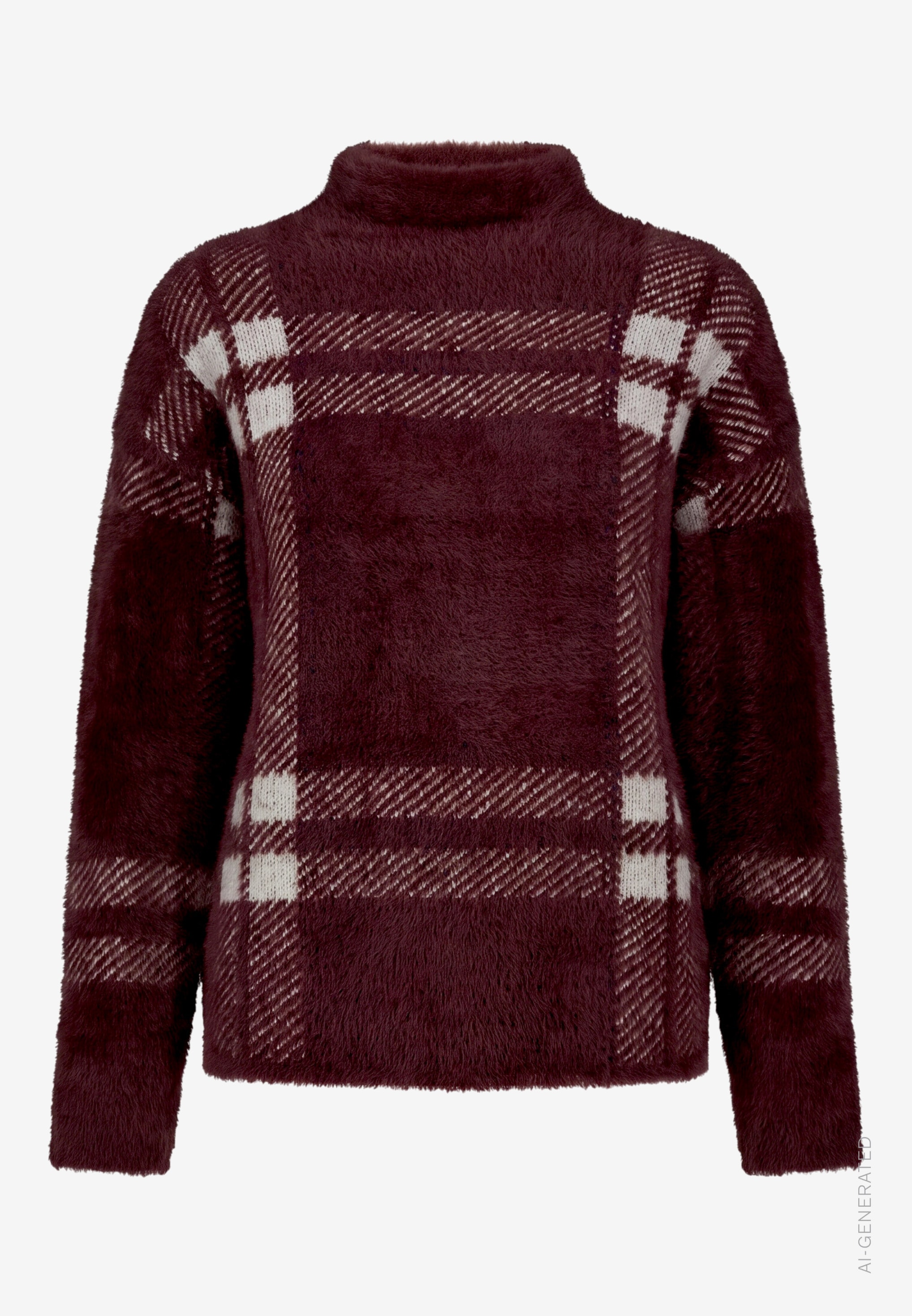 Zero Strickpullover Pullover kariert mit Stehkragen
