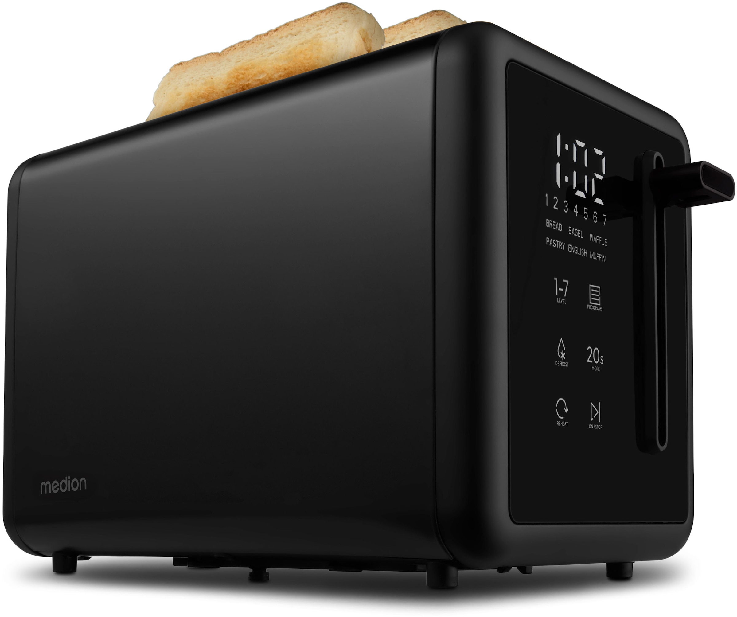 Medion® Toaster »MD12102, 2 Toastschlitze« 2 Schlitze für 2 Scheiben 850 W abnehmbarer Brötchenaufsatz