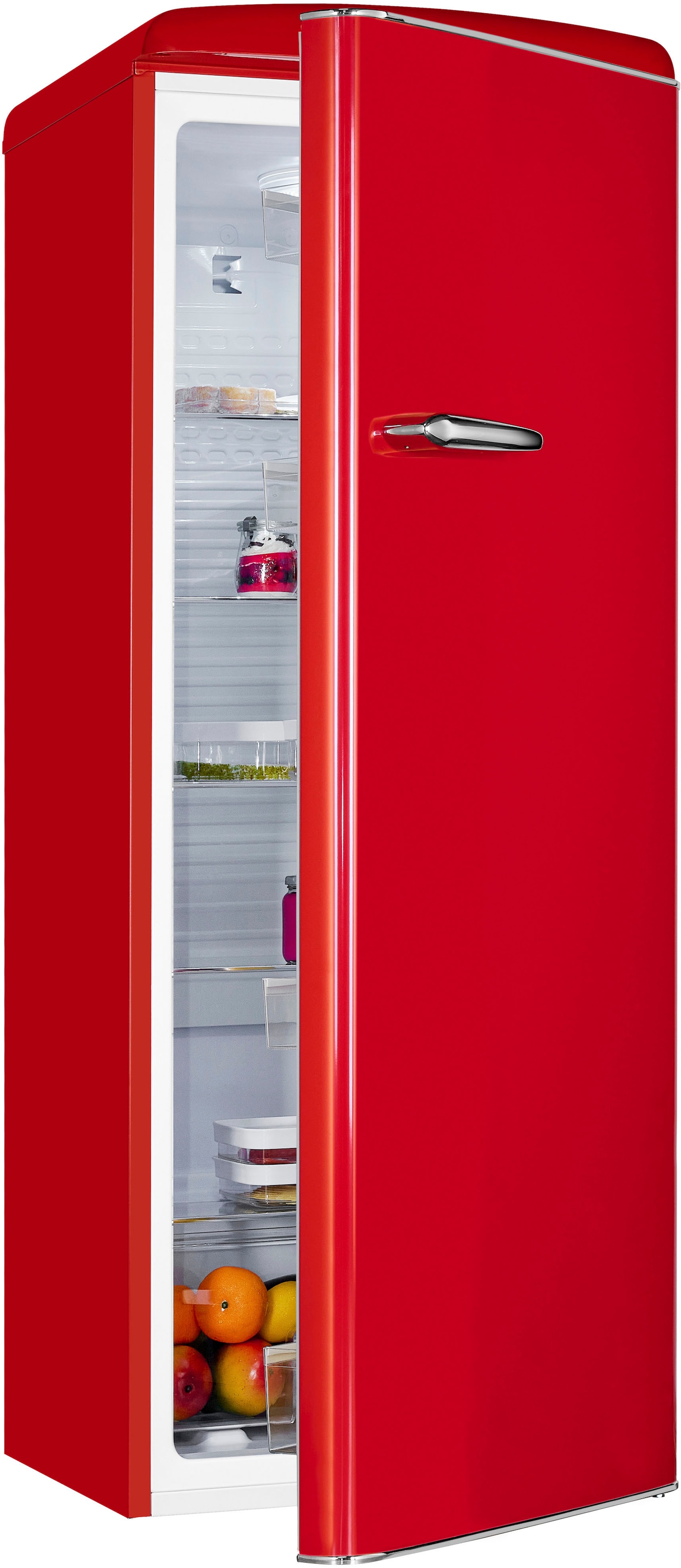 exquisit Vollraumkühlschrank »RKS325-V-H-160E mattschwarz«, RKS325-V-H-160E rot, 141 cm hoch, 55 cm breit