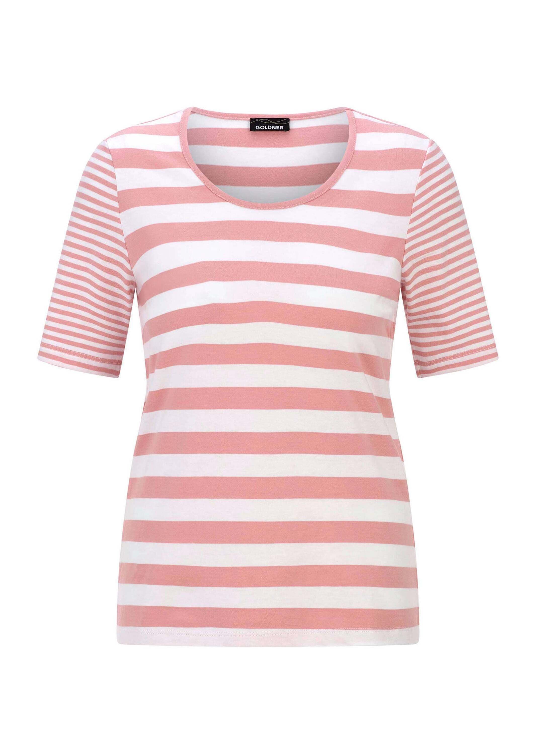 GOLDNER Kurzarmshirt »Kurzgröße Streifenshirt aus softer Baumwollmischung« stretchbequemer Viskosejersey