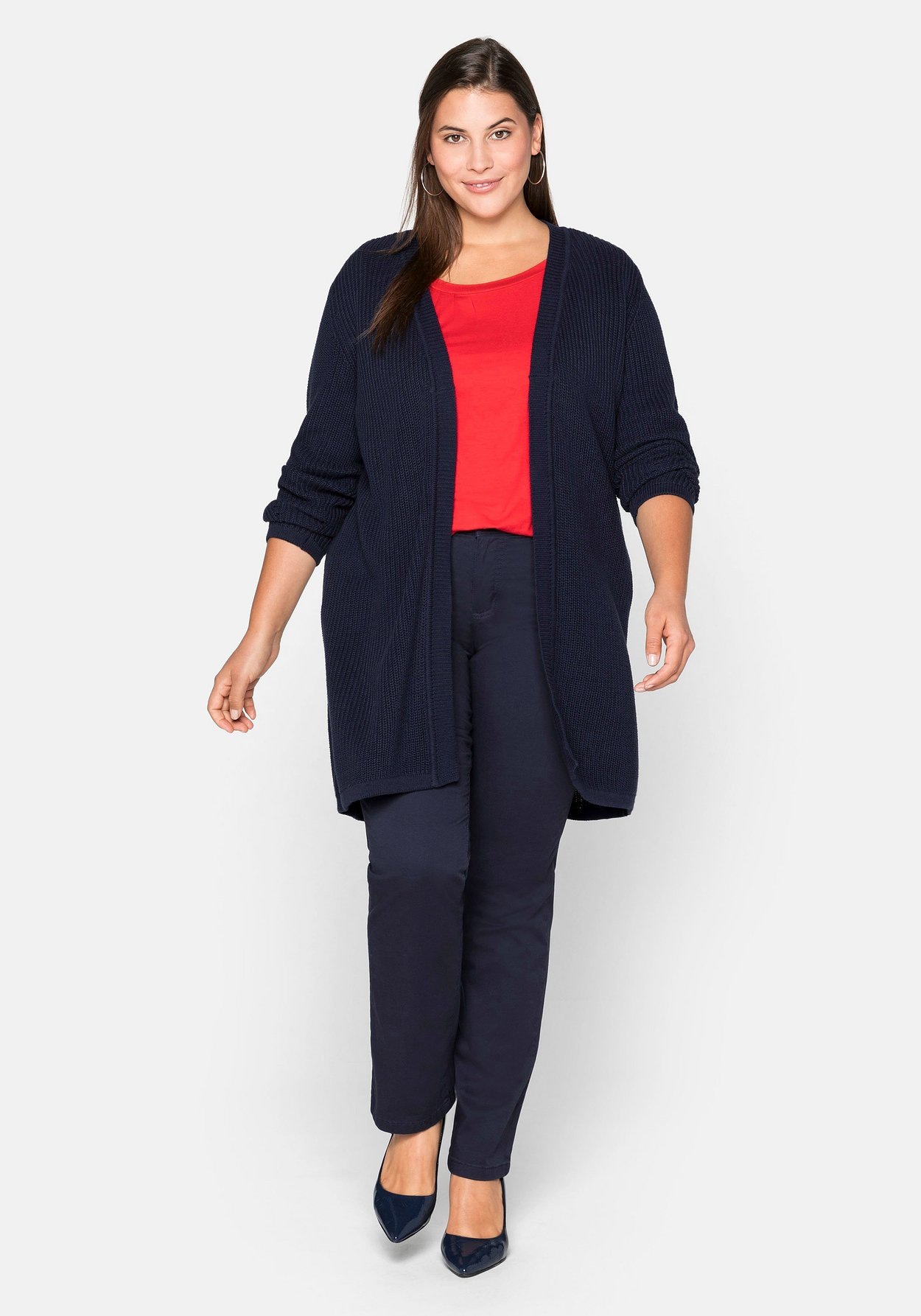 Sheego Longstrickjacke »Cardigan aus Grobstrick, in offener Form«, aus Grobstrick, in offener Form