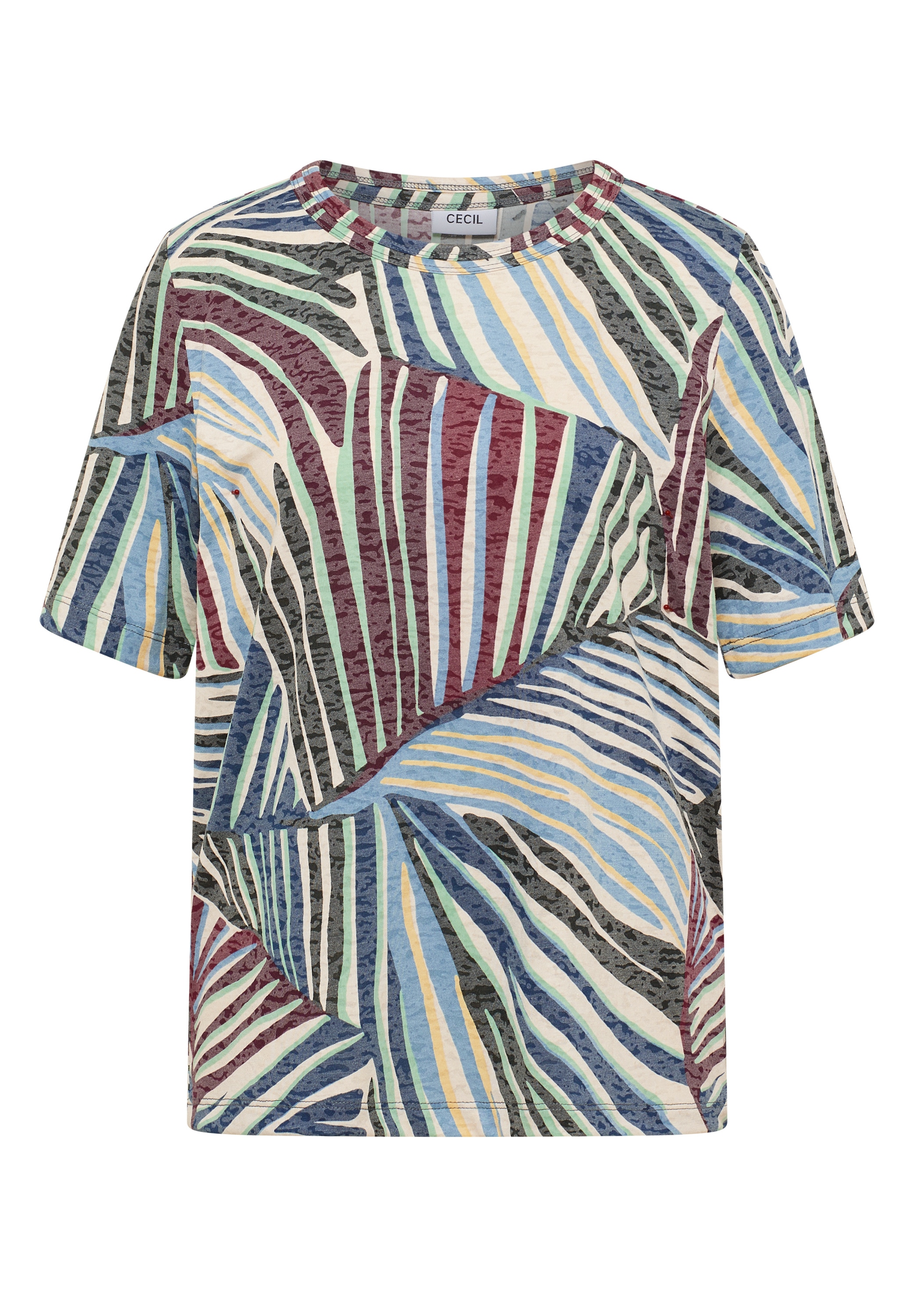 Cecil Kurzarmshirt Sommershirt im Ausbrenner-Look mit Print