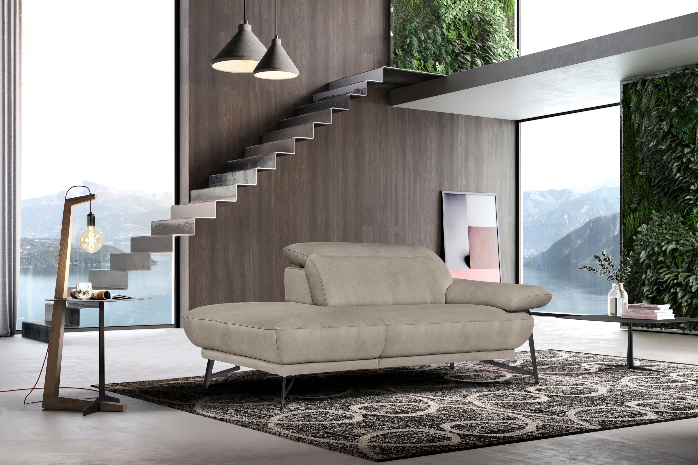 Egoitaliano Ottomane »Anais, Designsofa mit hohem Sitzkomfort, Designfuß«, Solitärmöbel als Blickfang, inkl. verstellbarer Kopfstützen