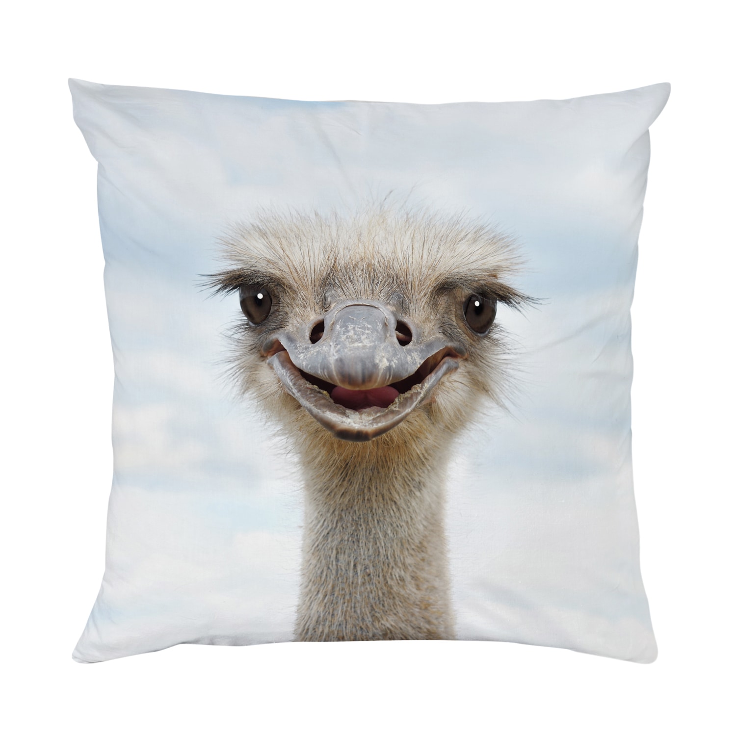 queence Dekokissen »Vogelstrauß«, Kissenhülle mit HD Premium Druck, geruchsneutral, 40x40cm