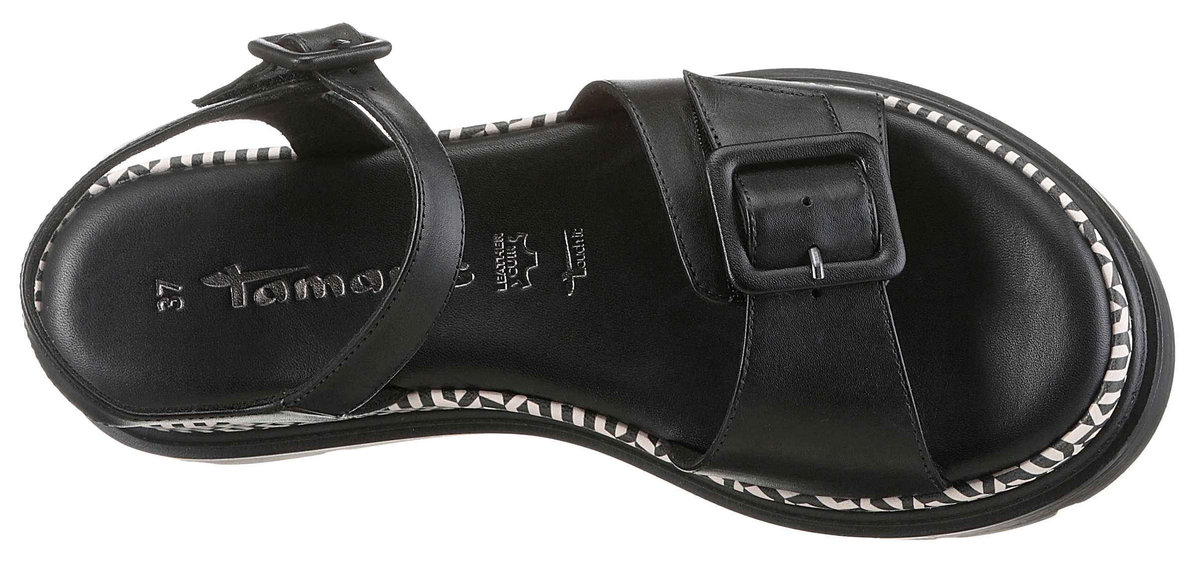 Tamaris Keilsandalette, Riemchensandale, Sommerschuh mit Muster am Plateau