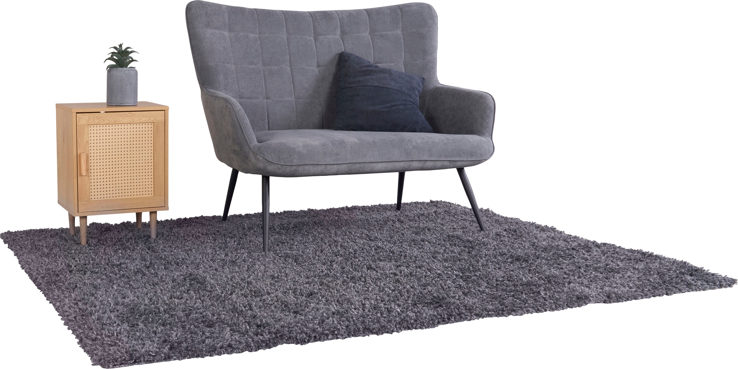 Homexperts Nachtkommode »Andy«, Kiefer Optik, Eisenfüße, B 40 T 30 H 58cm, Rattan, Kiefergriff, 1 Tür