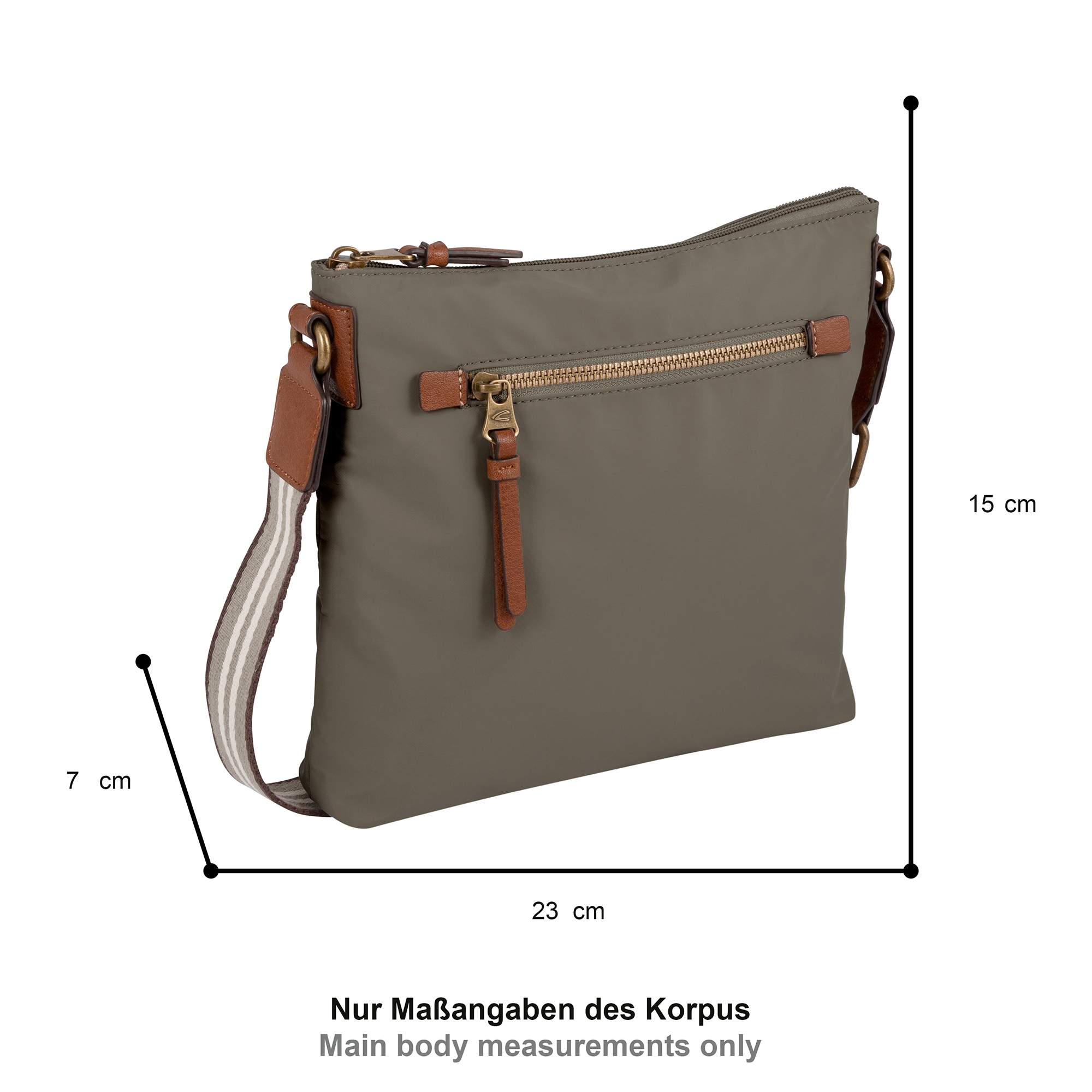 camel active Umhängetasche »Bari« aus hochwertigem matten Nylon mit gestreiftem Gewebeband