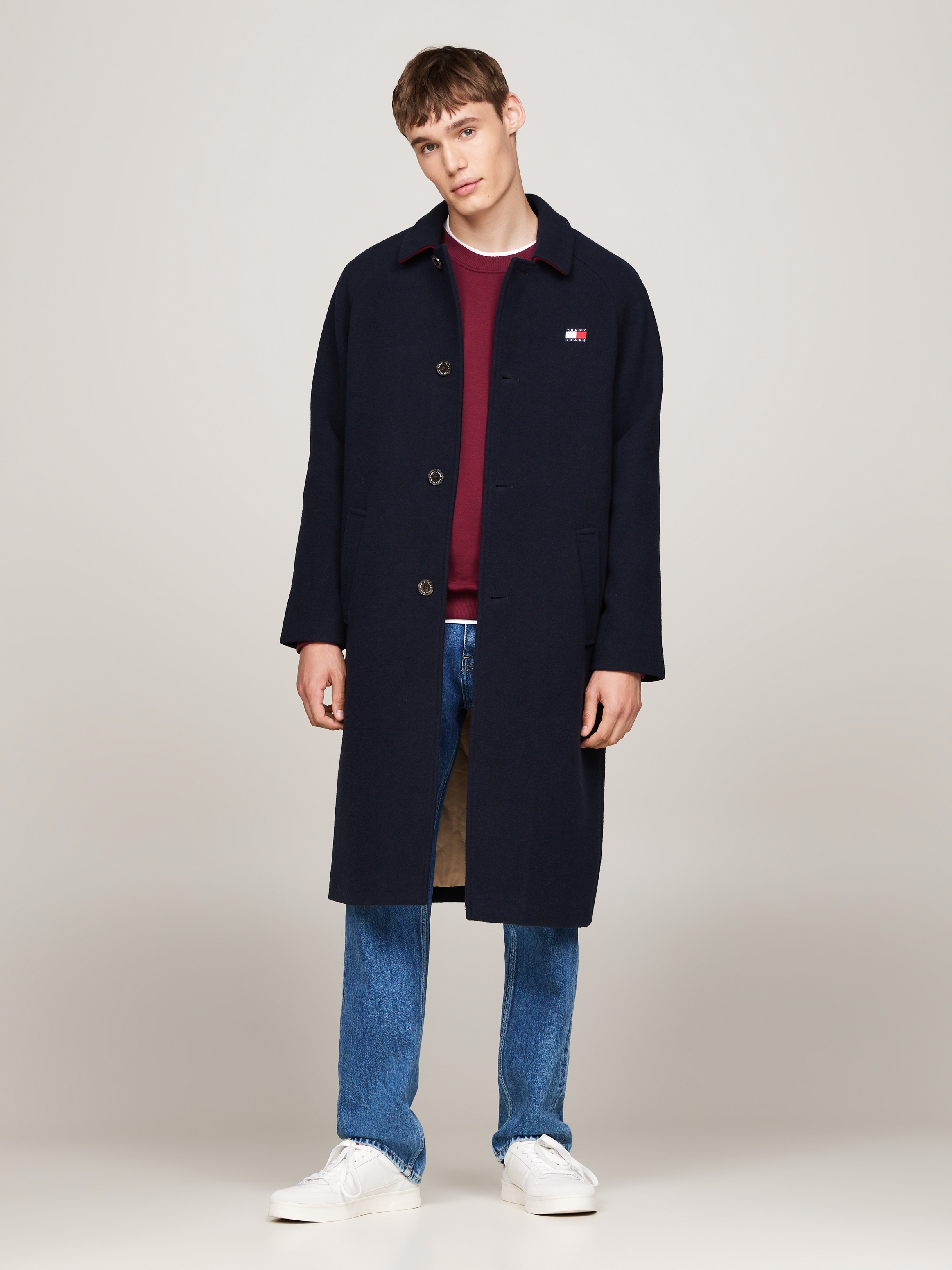 Tommy Jeans Langmantel »TJM WOOL COAT«, mit halbgespreizten Kragen