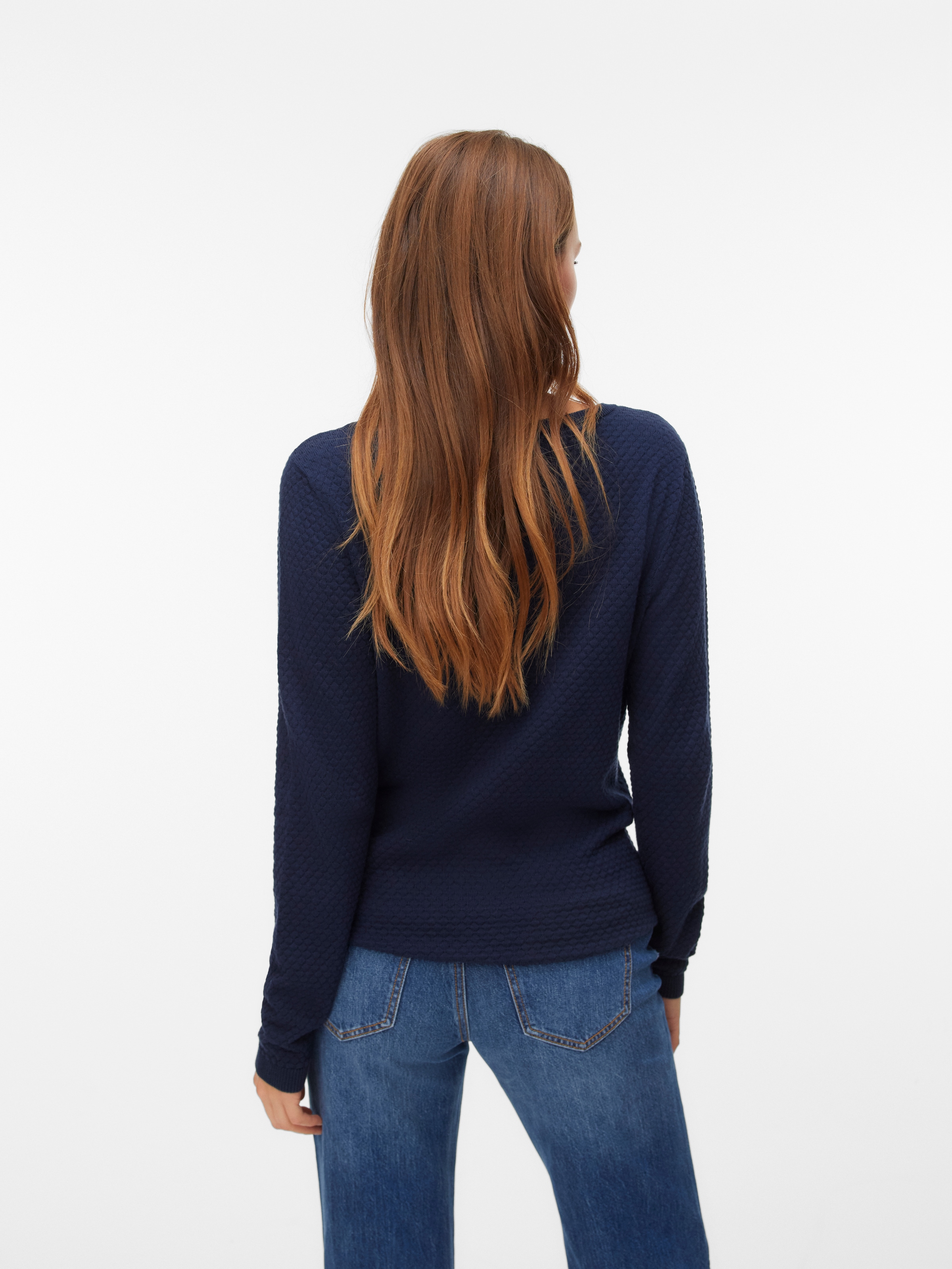 Vero Moda Rundhalspullover »VMCARE STRUCTURE LS O-NECK BLOU NOOS« mit Strukturmuster