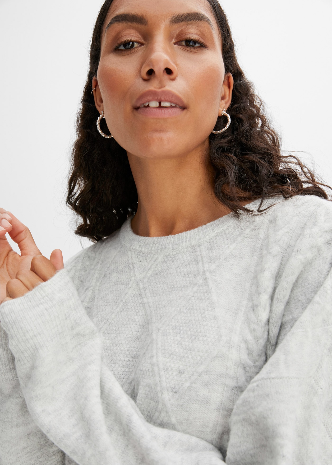 bonprix Strickpullover Oversize-Pullover mit Zopfmuster