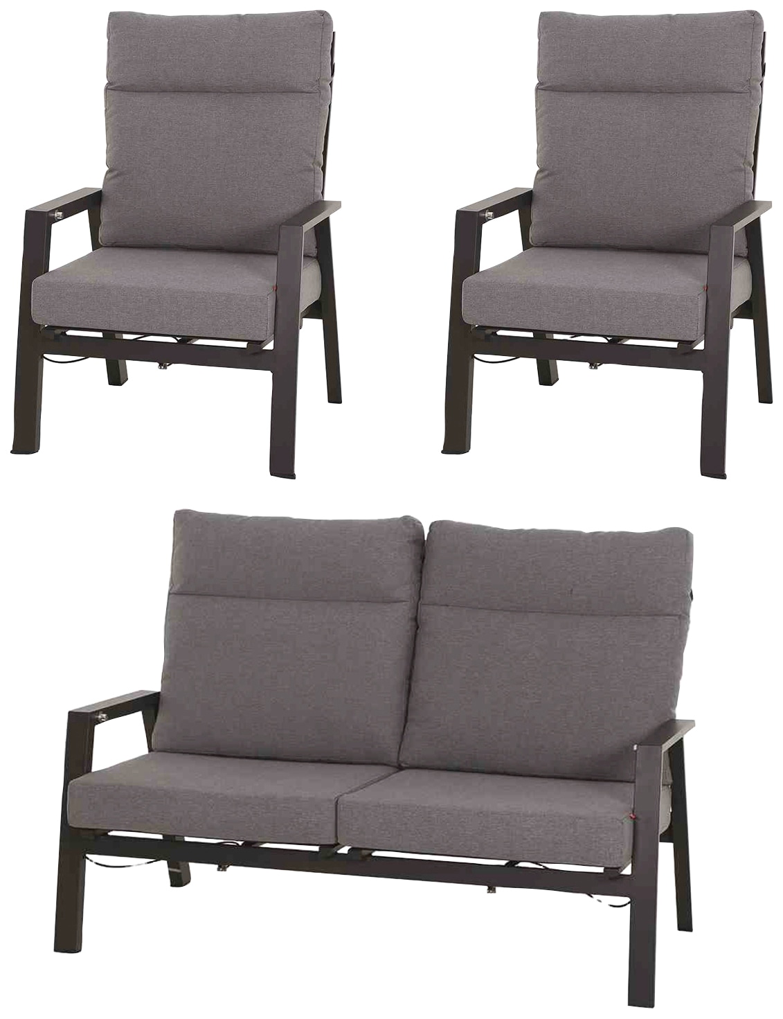 Gartenlounge-Set »Valencia«, (3 tlg., 1x Bank, 2x Sessel), Aluminium,verstellbar,inkl....