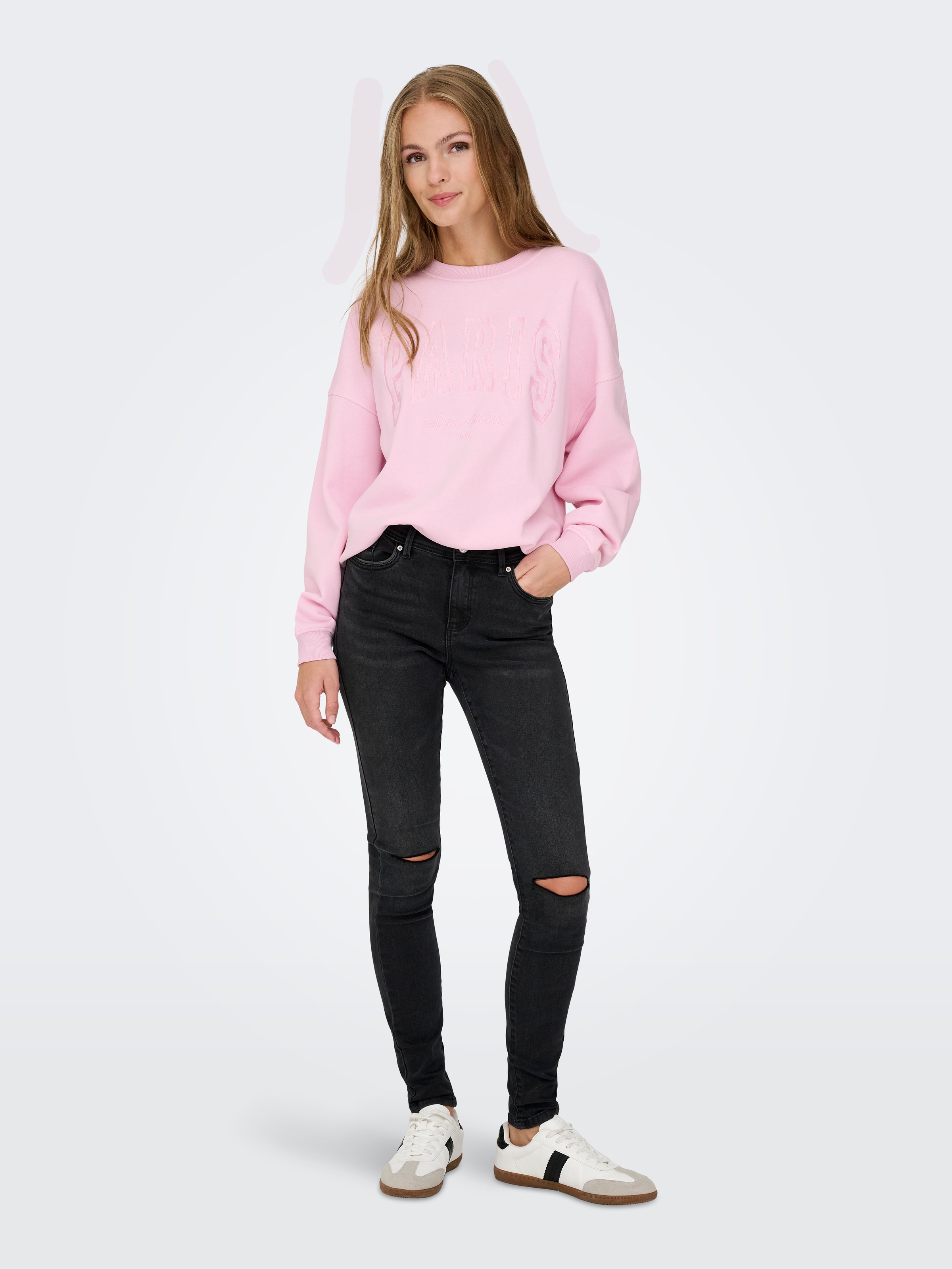 JDY Sweatshirt »JDYMESA L/S O-NECK EMB SWEAT JRS NOOS«