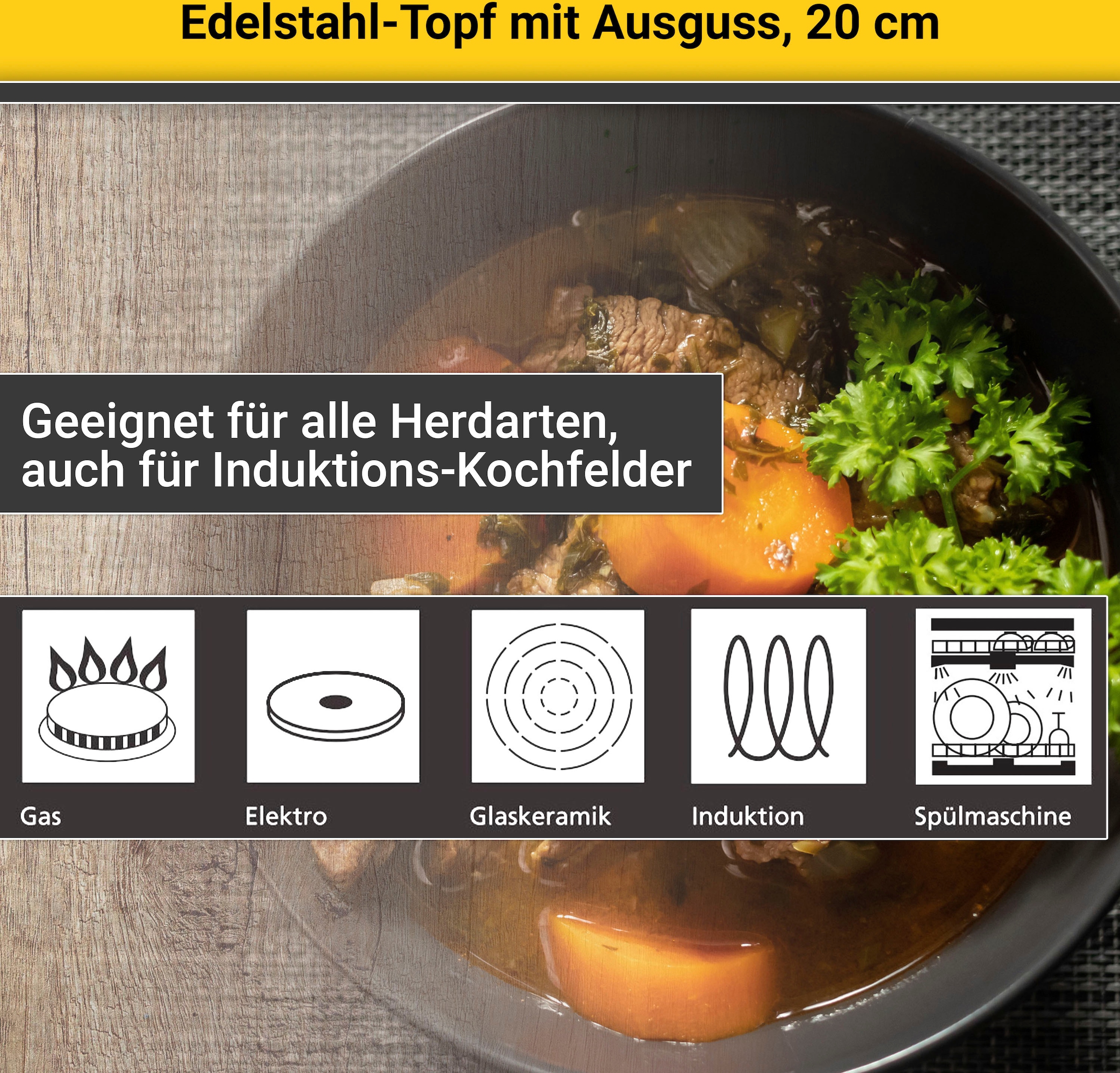 Krüger Kochtopf, Edelstahl 18/8, (1 tlg.), Induktion
