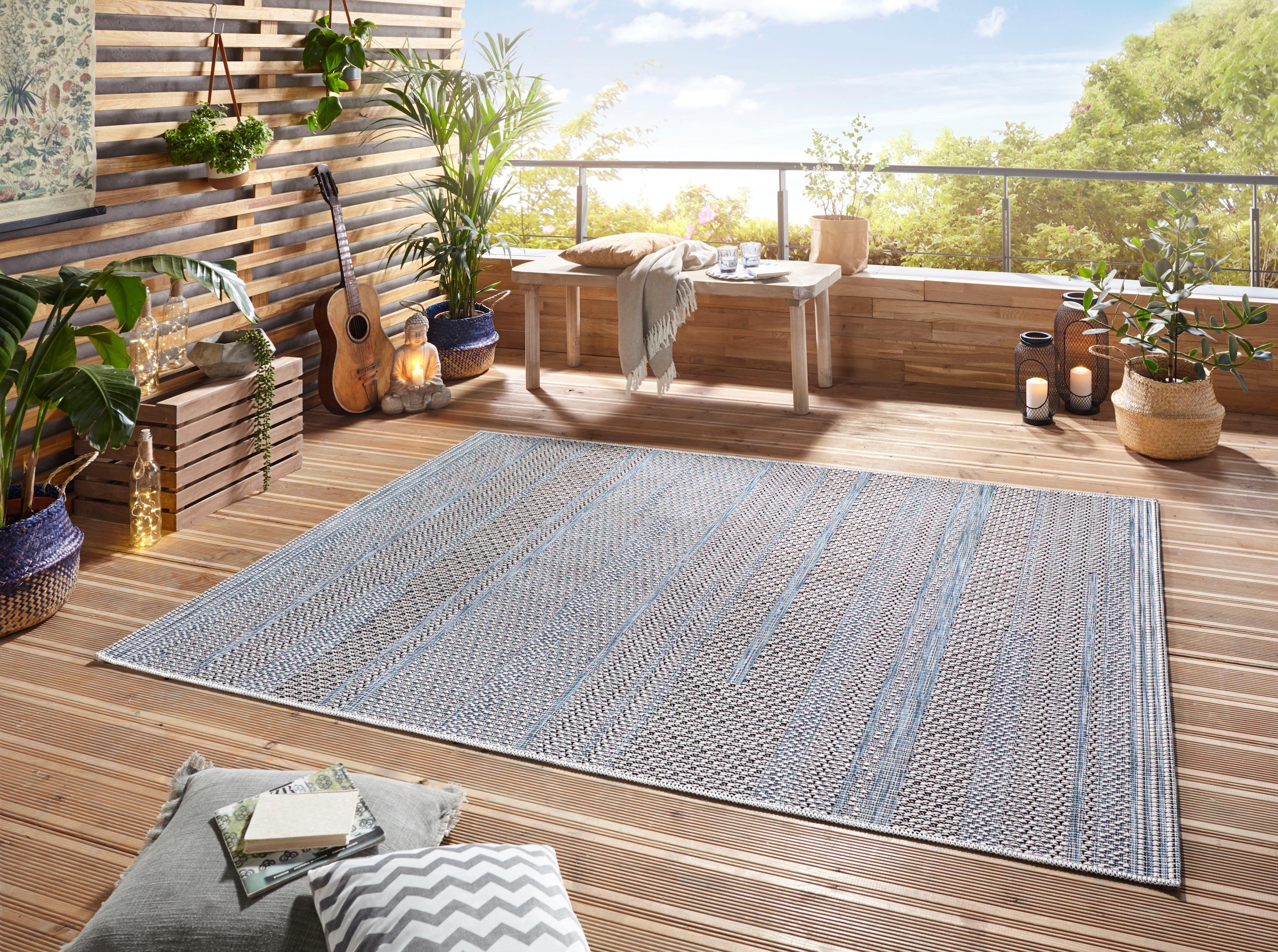 ELLE DECORATION Teppich »Marne«, rechteckig, bestellen In-und Flachgewebe geeignet, Outdoor pflegeleicht, bei Strapazierfähig OTTO und