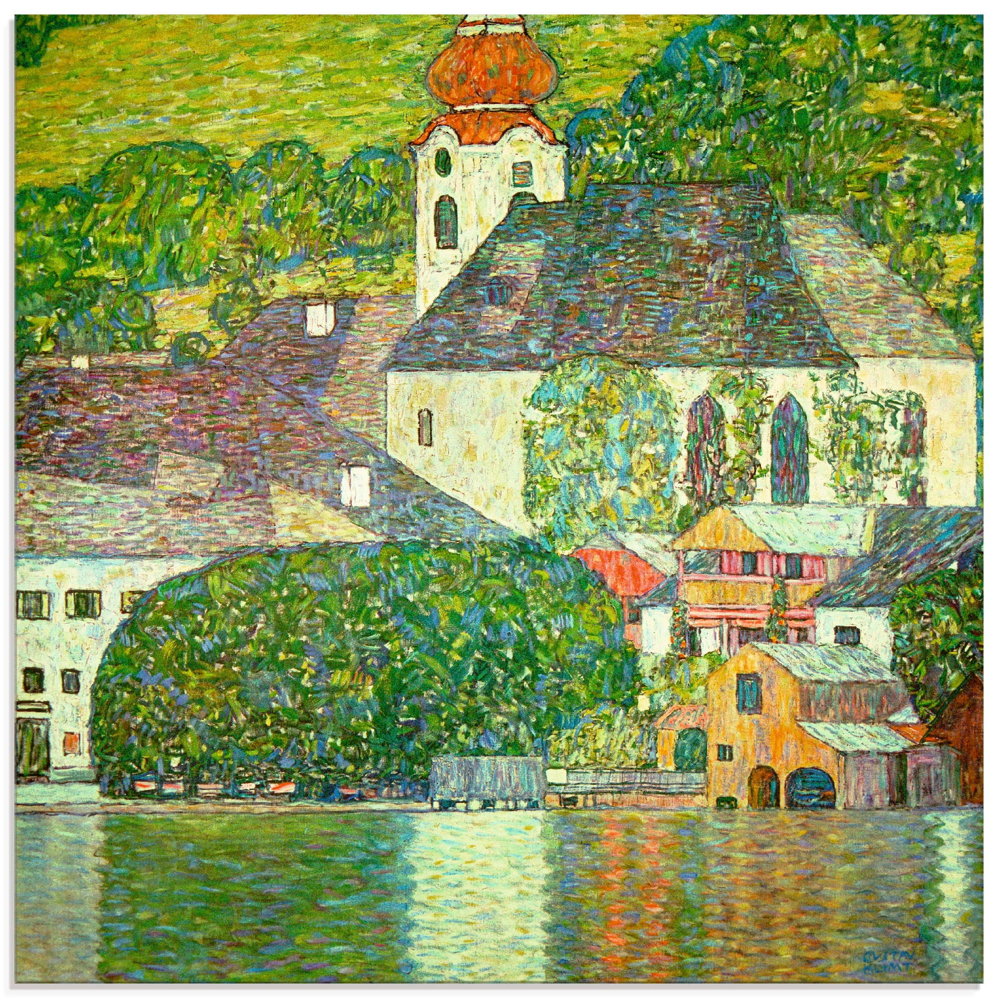 Glasbild »Kirche in Unterach am Attersee. (D.198)«, Gebäude, (1 St.), in verschiedenen...