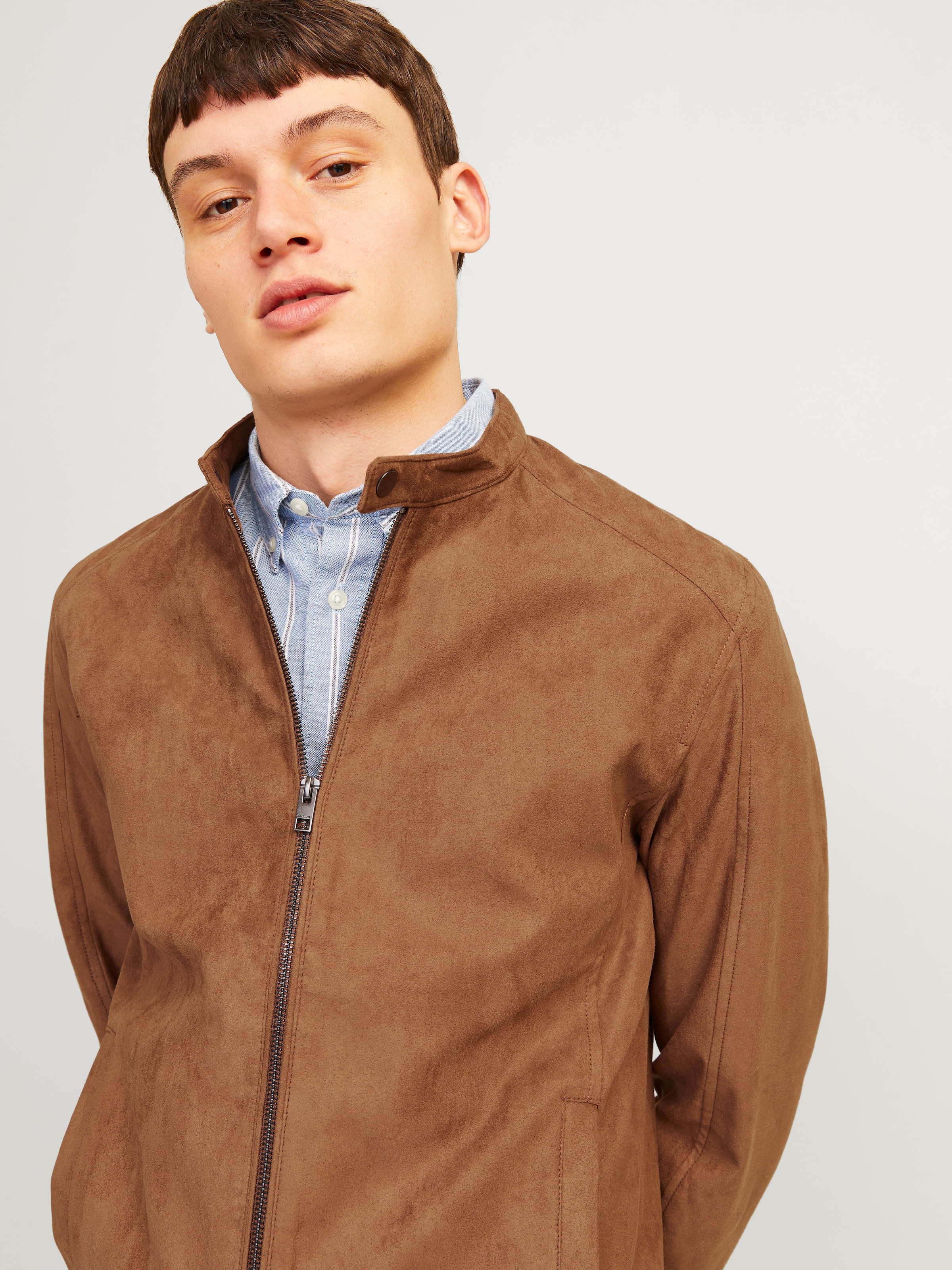 Jack & Jones Lederimitatjacke »JJEDYLAN CLEAN JACKET NOOS« ohne Kapuze mit Bandkargen
