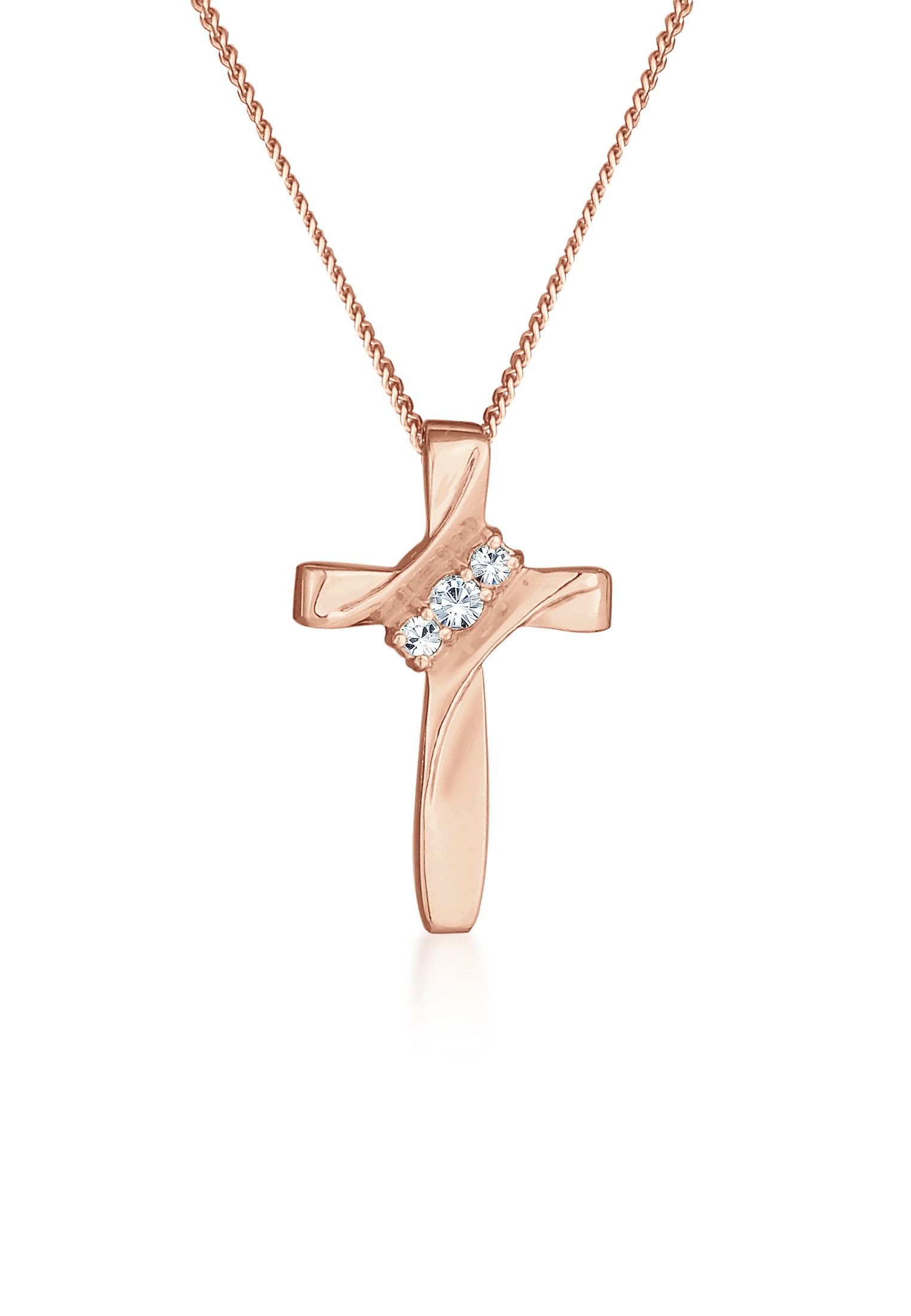 Elli Silberkette »Halskette Kreuz Modern mit Kristalle 925 Silber«