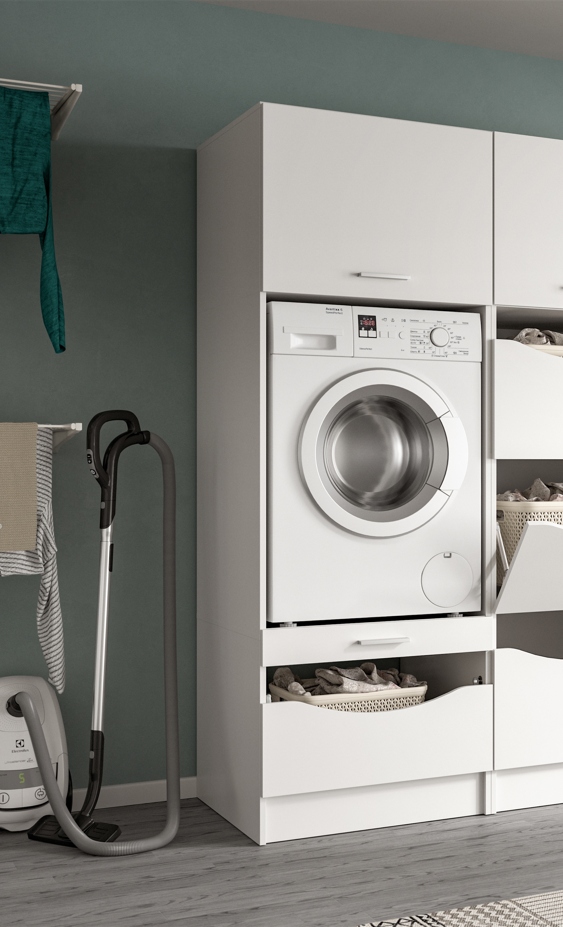 welltime Waschmaschinenumbauschrank »FALAS, TOPSELLER, Höhe 195 cm, 2 Klappen, 1 Auszug, viel Stauraum« in verschiedenen Farben erhältlich, für Waschmaschine & Trockner, 