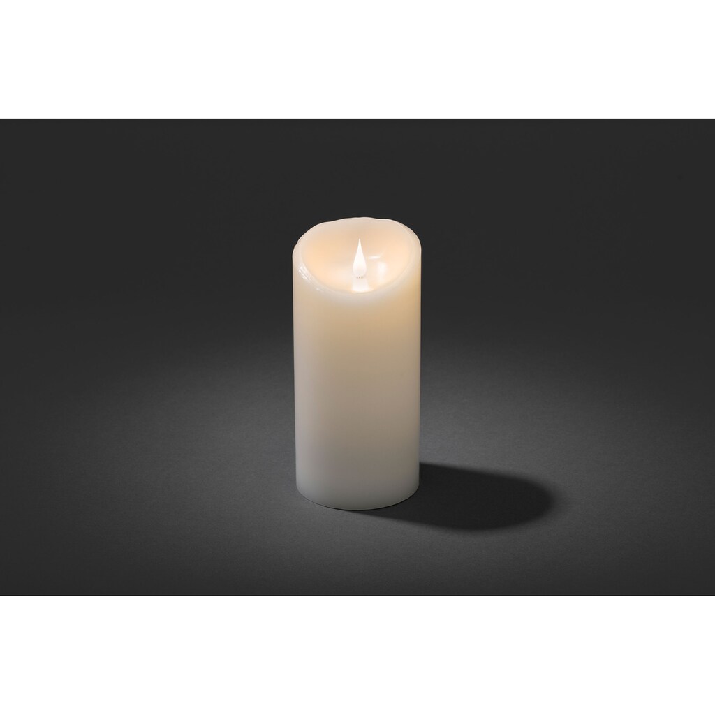KONSTSMIDE LED-Kerze, (1 tlg.), LED Echtwachskerze, weiß, mit 3D Flamme, Ø 10 cm, Höhe: 21,5 cm