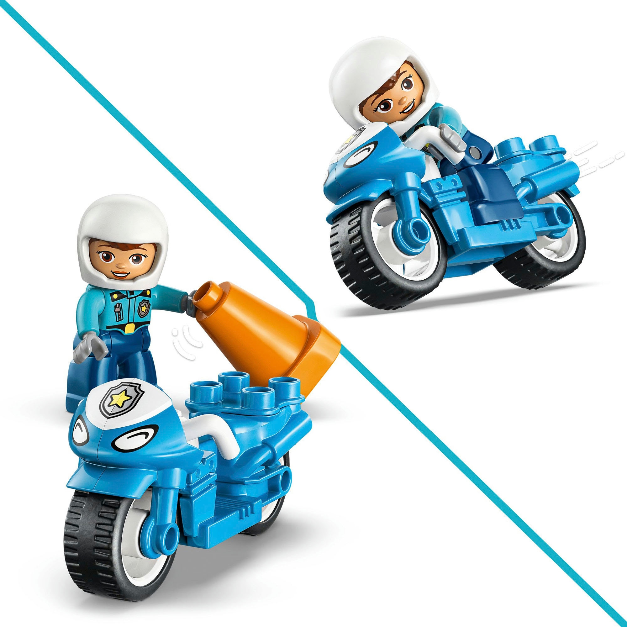 LEGO® Konstruktionsspielsteine »Blaues Polizeimotorrad (10471), LEGO DUPLO Town«