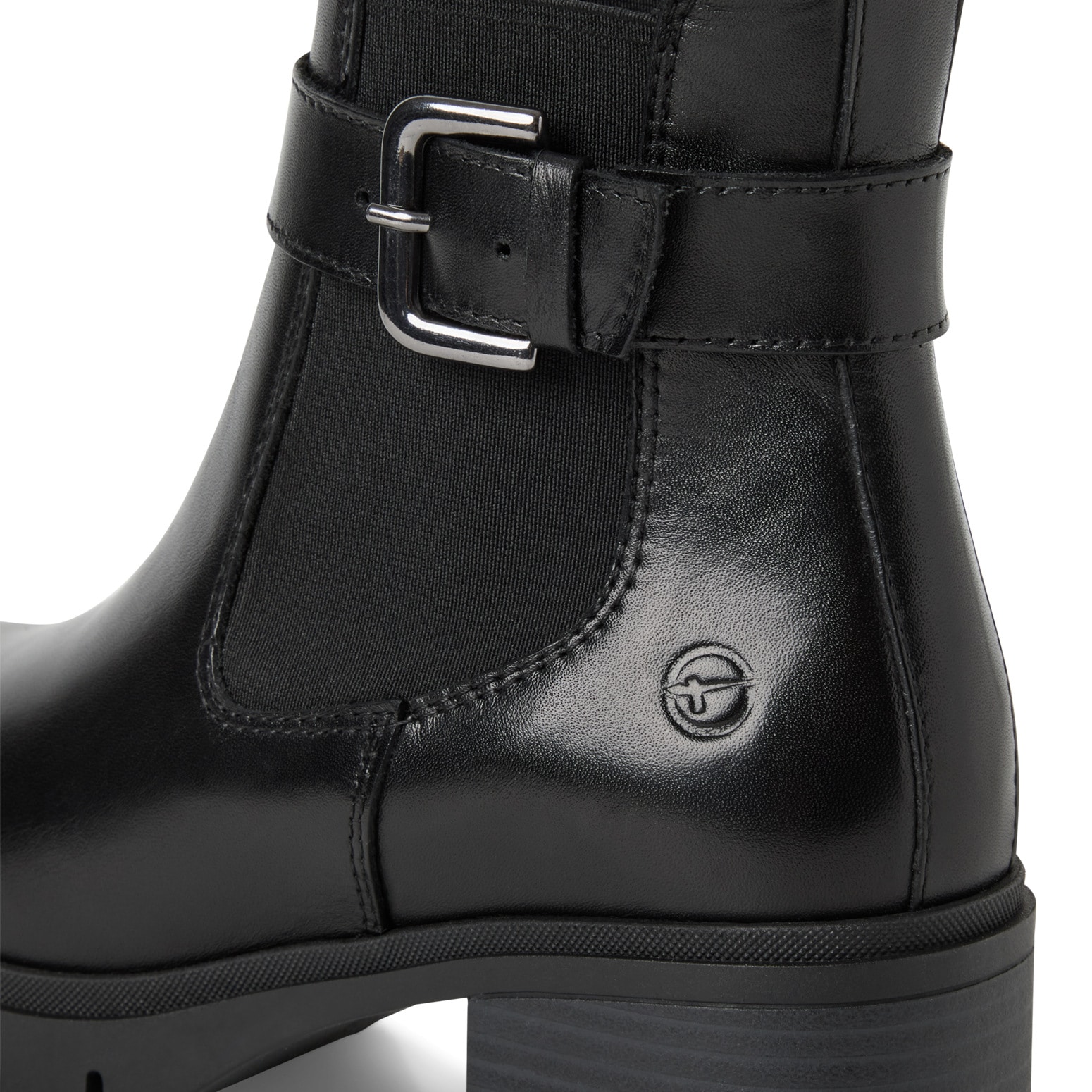 Tamaris Chelseaboots, Blockabsatz, Stiefelette, Schlupfboots mit Ziernschnalle