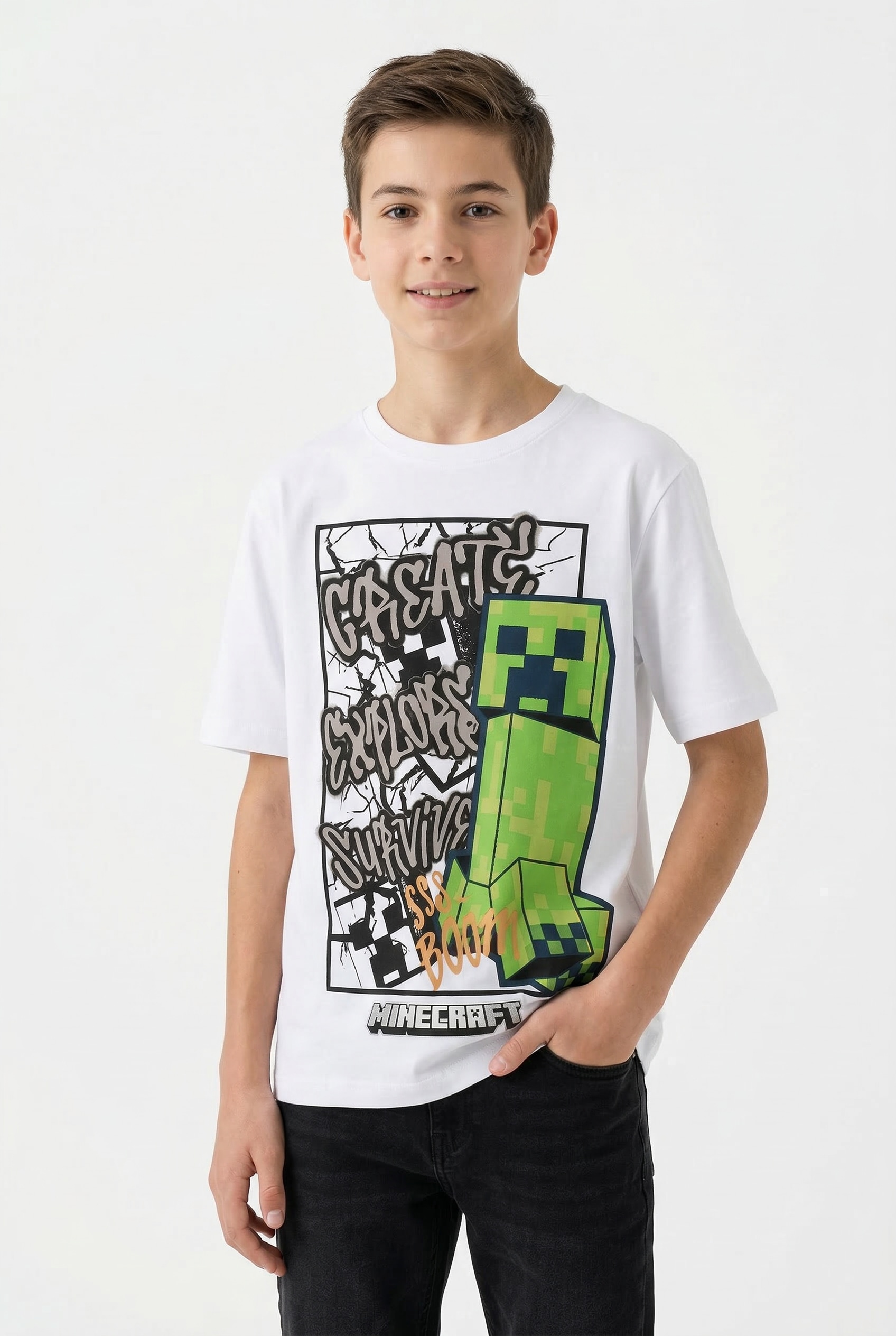 Name It T-Shirt »NKMMASE MINECRAFT SS NREG TOP NOOS BFU« Baumwollmischung, mit "Minecraft" Druck