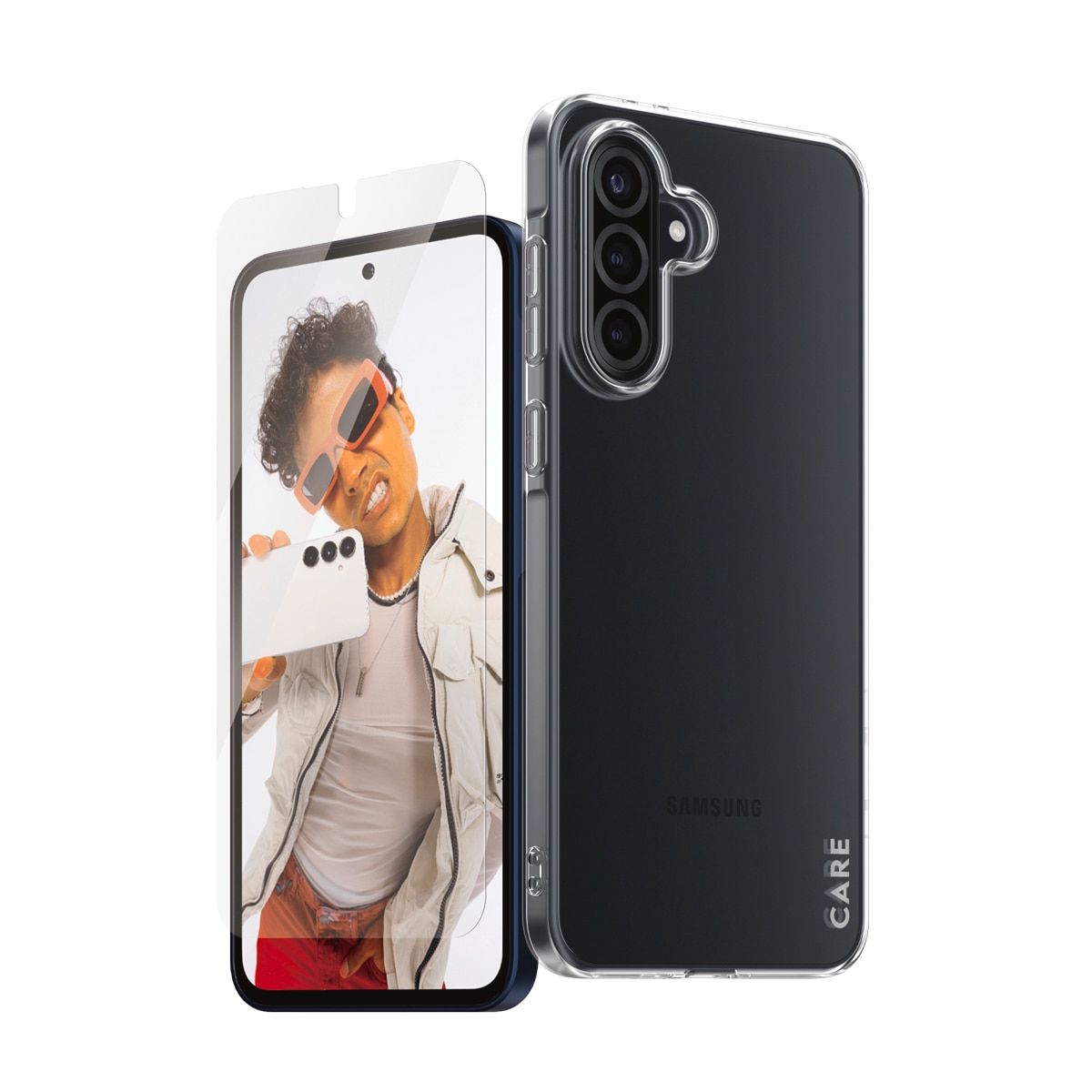 CARE by PanzerGlass Displayschutzglas »2-in-1 Protection Slim X-Ray Case + Screen Protection«, für Samsung Galaxy A36, Displayschutzfolie, Schutzfolie, Bildschirmschutz, kratz- & stoßfest