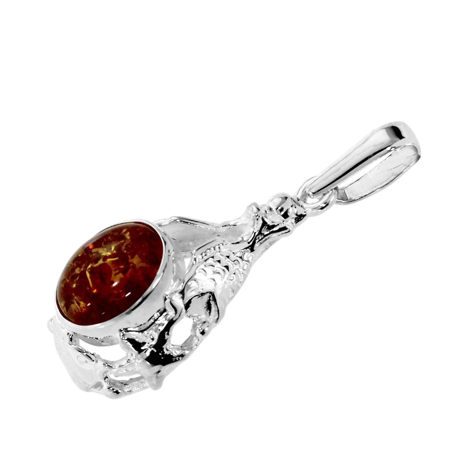 OSTSEE-SCHMUCK Kettenanhänger »- Fischland 34x14 mm - Silber 925/000 - Bernstein«