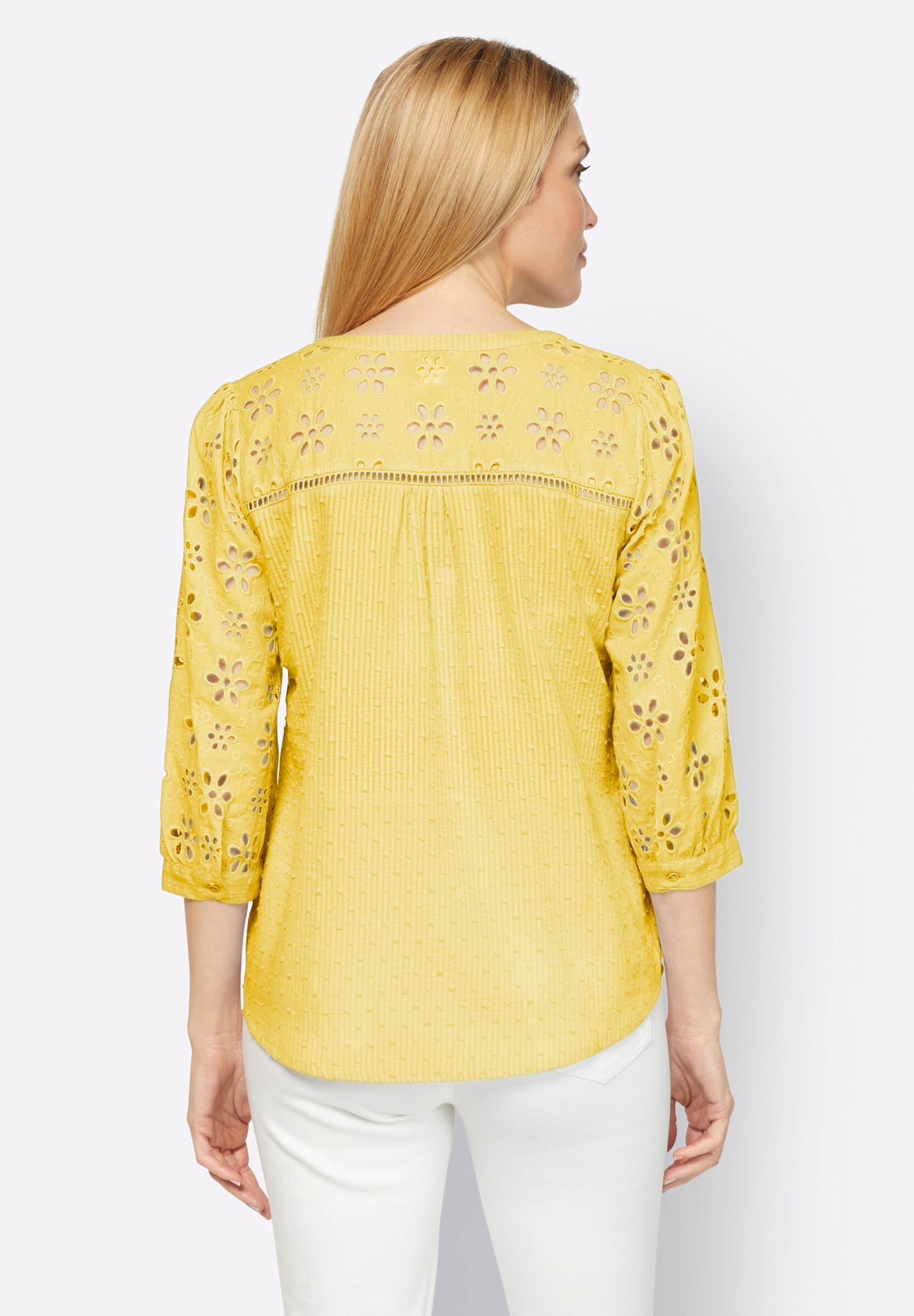 heine Klassische Bluse »Bluse Baumwollbluse mit Lochstickerei«