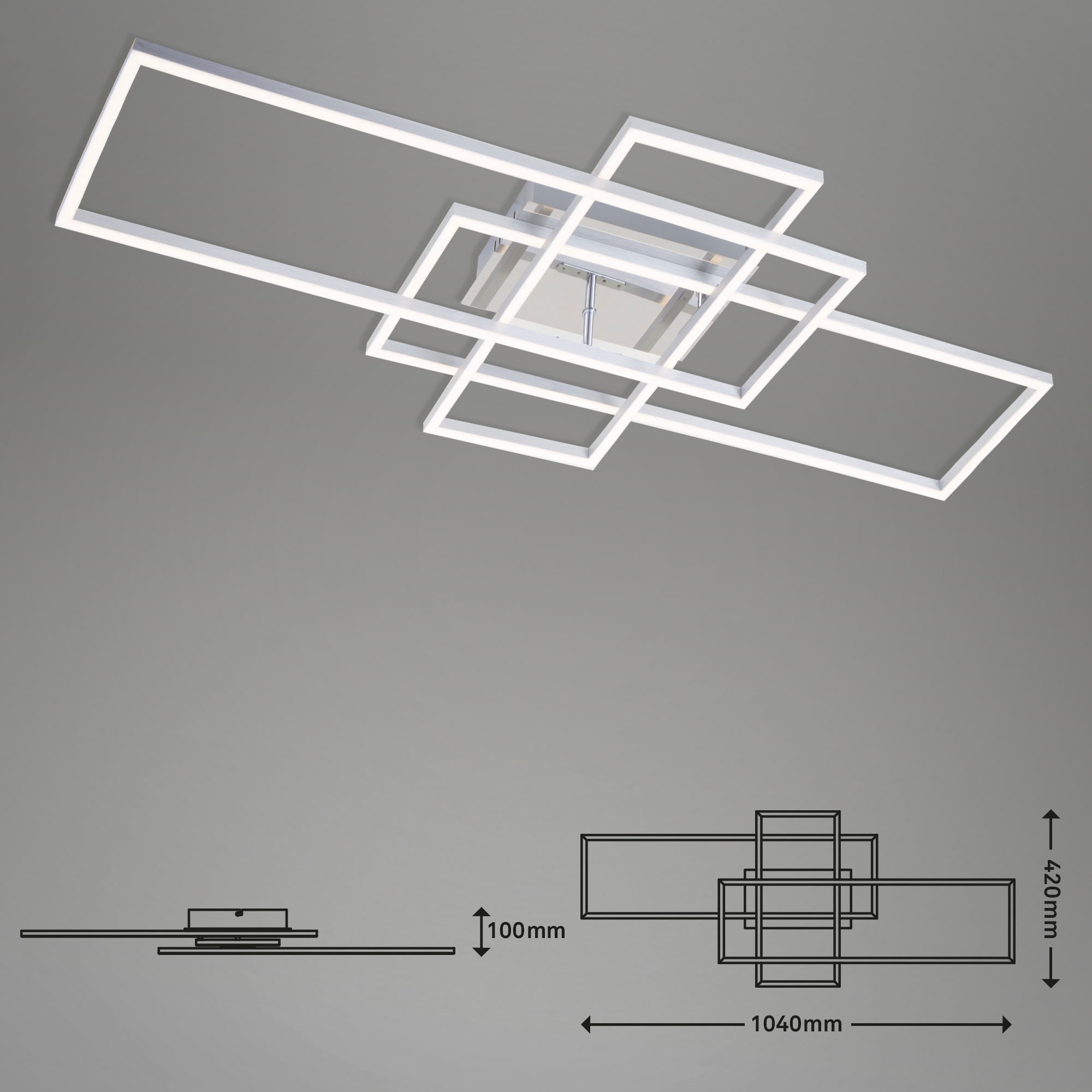 Briloner Leuchten LED Deckenleuchte »3156018 FRAME«, 1 flammig, Deckenlampe, 104x42x10cm, Chrom, 55W, Wohnzimmer, Schlafzimmer, Küche