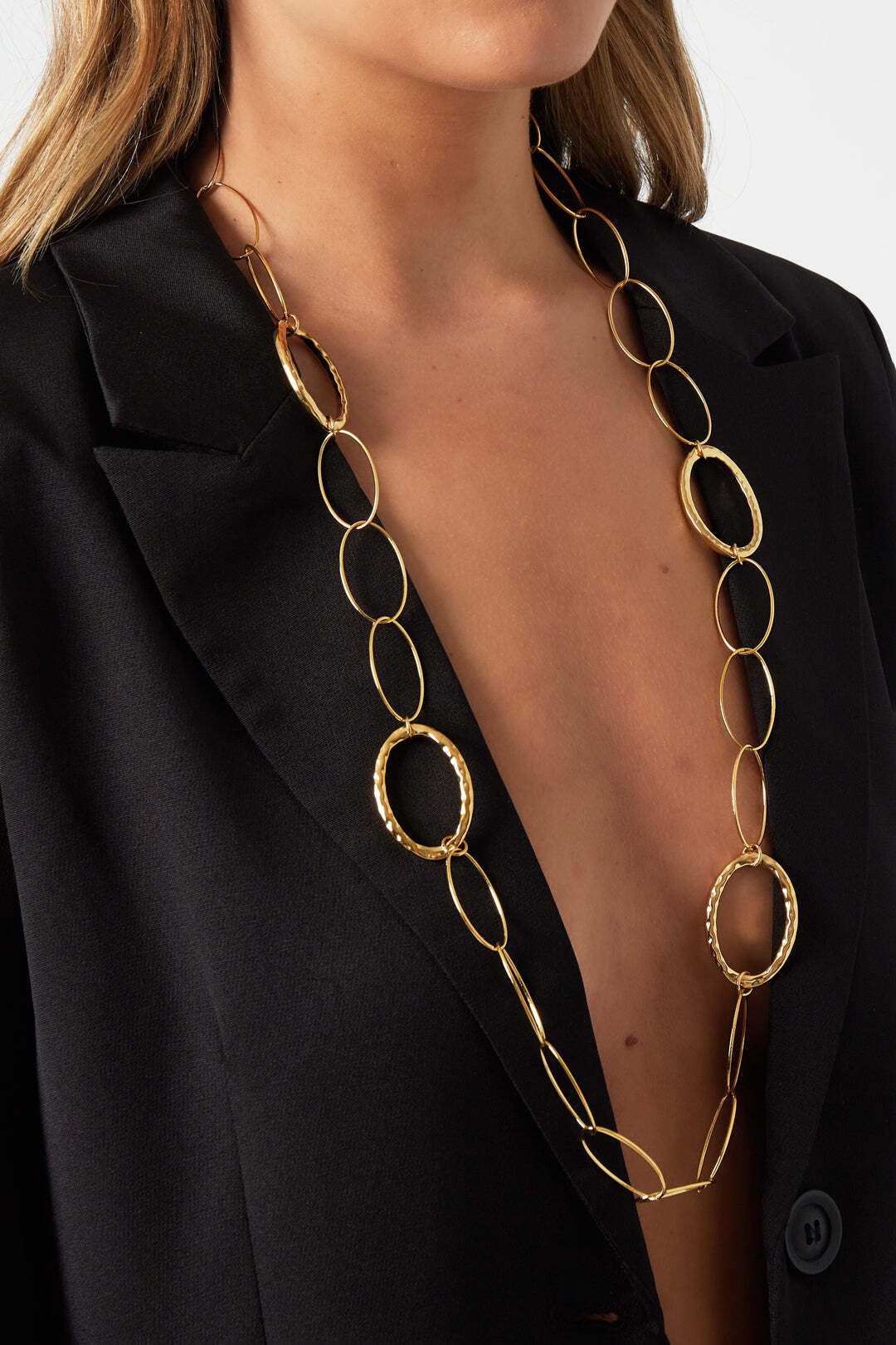 Adelia´s Kette ohne Anhänger »Halskette mit ovalen Gliedern und Strukturelementen 90 cm + 7 cm« Ovale Glieder und strukturierte ovale Elemente prägen diesen modischen Modeschmuck