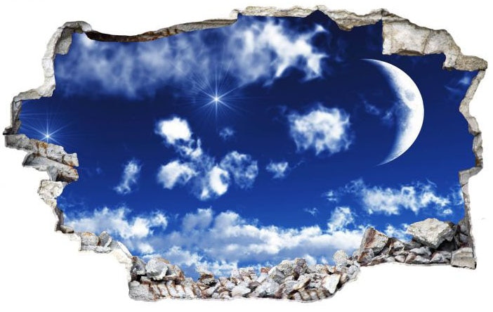Wandtattoo »Wolken Sticker 3D Mond Himmel«, (1 St.), selbstklebend, entfernbar