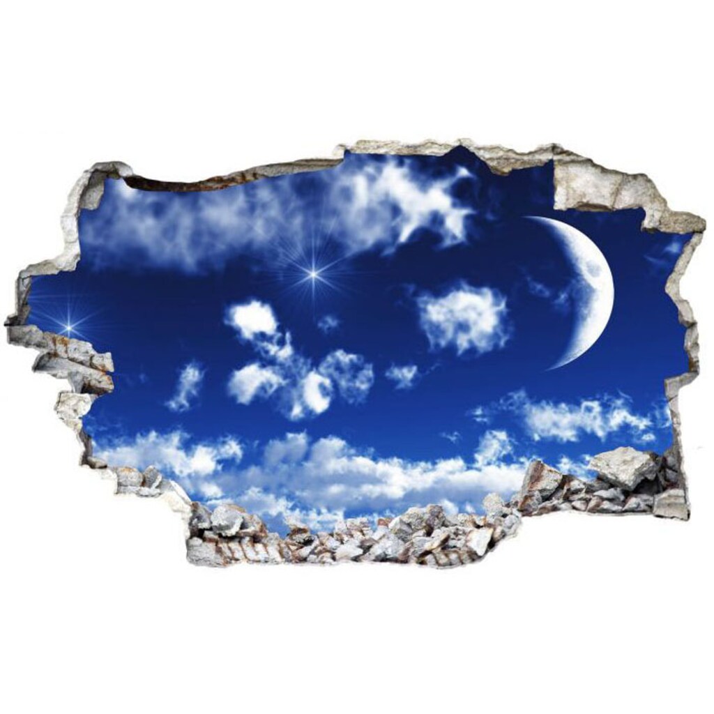 Wall-Art Wandtattoo »Wolken Sticker 3D Mond Himmel«, (1 St.)