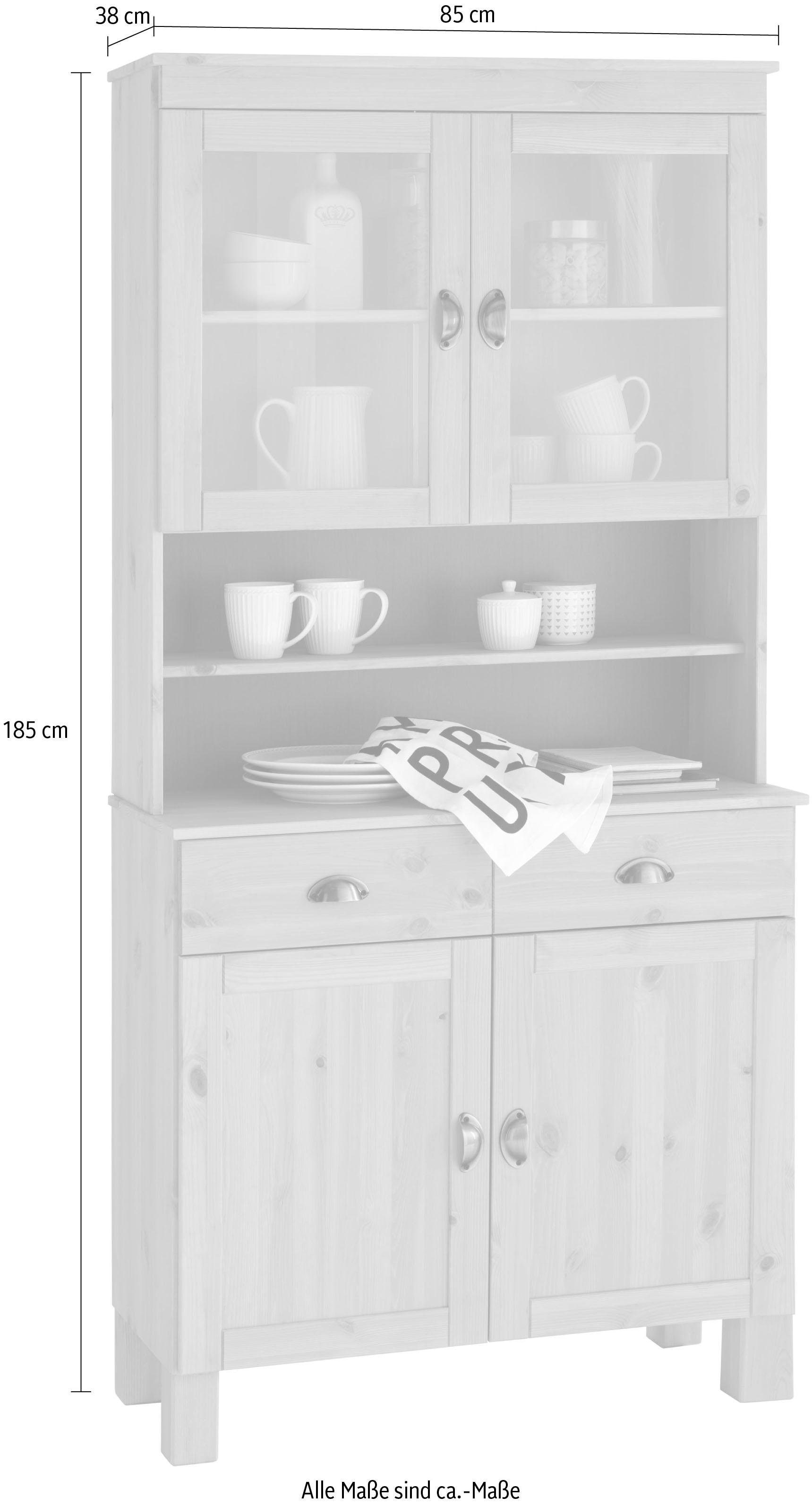 Home affaire Küchenbuffet »Oslo«, bestellen 2 cm massiver bei Kiefer, Metallgriffe aus breit, 85 Glastüren, OTTO mit