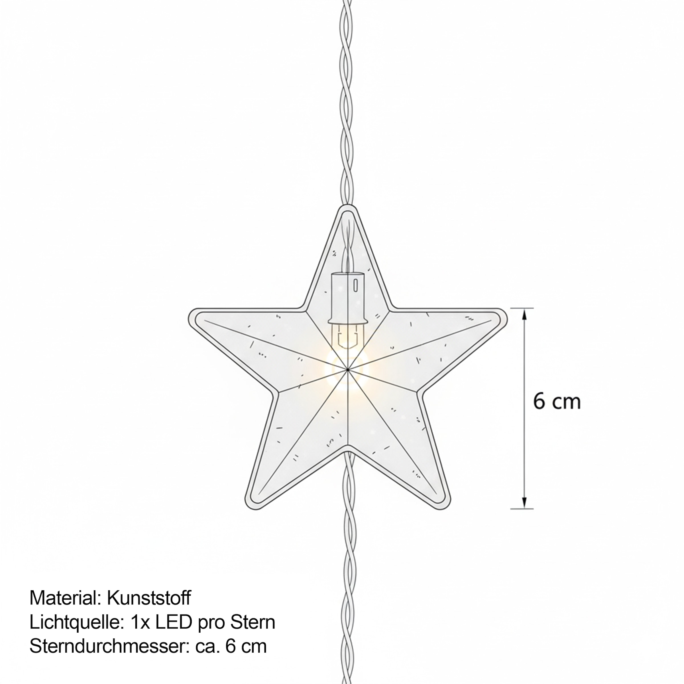 OTTO home LED-Lichtervorhang »40 Sterne, Länge 1m, Höhe 80cm, Timer, Indoor Outdoor, silberfarben« 40 Stk.-flammig Fensterdekoration, warmweiße LEDs, 3m Zuleitung