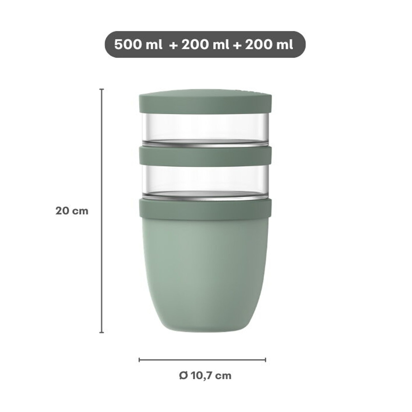Mepal Lunchbox »Lunchpot Ellipse 500 ml + 2x 200 ml« Spülmaschinengeeignet, Mikrowellenfest
