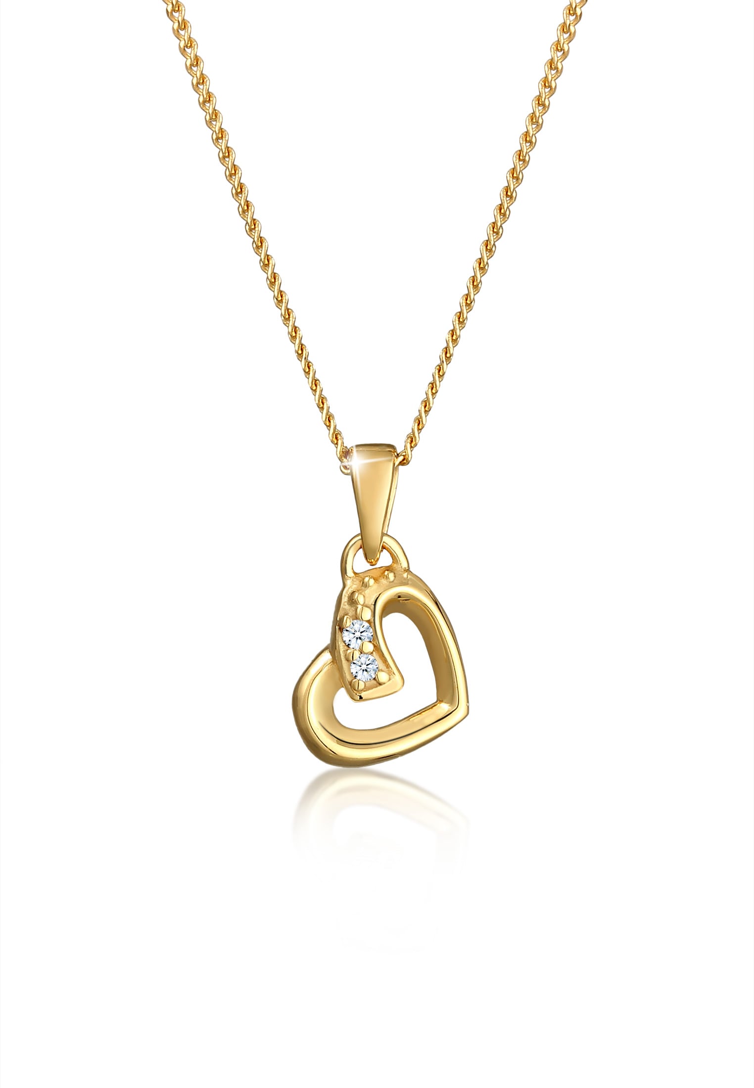 Kette mit Anhänger »Halskette Herz Liebe Diamant (0.01 ct.) Cute 585 Gelbgold«