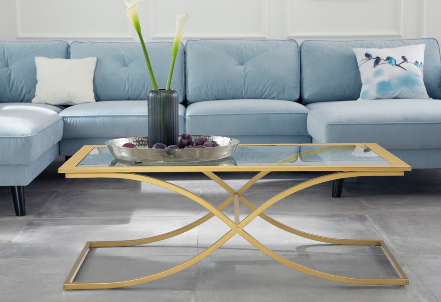Guido Maria Kretschmer Home&Living Couchtisch »Ballum, TOPSELLER!, OTTOs Choice«, mit edlem Metallgestell und Glasplatte, Breite 120 cm