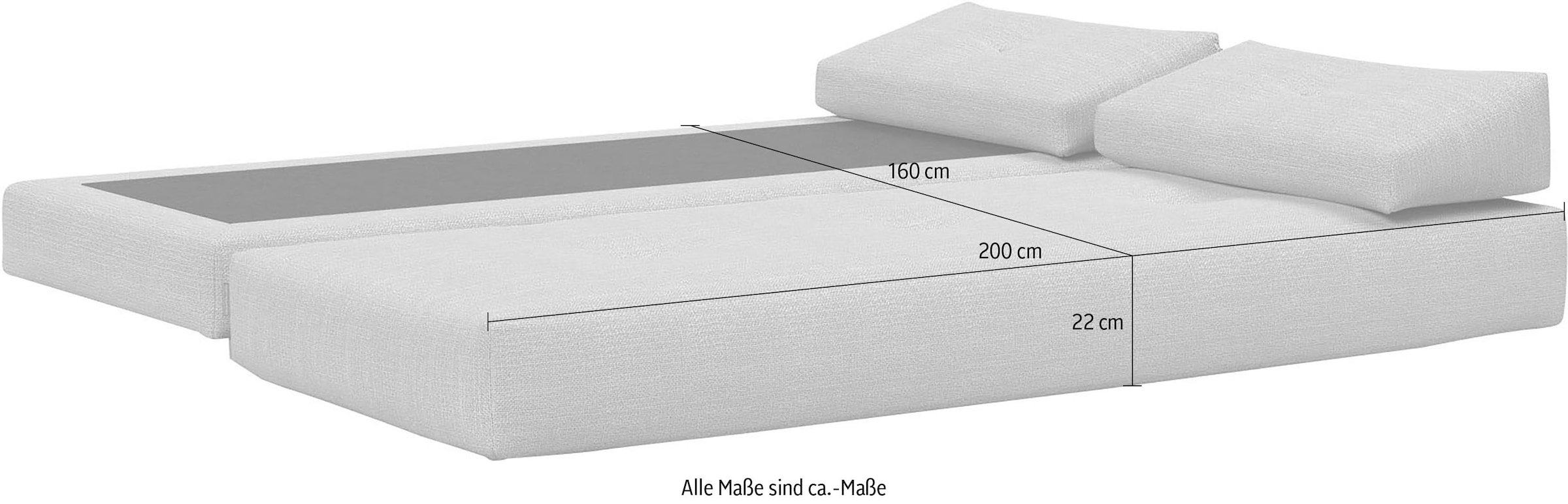 INNOVATION LIVING ™ Stapelliege »Sigmund 579 Eiche-Beine«, Daybed mit zwei Federkernmatratzen, Fußteil schwarz
