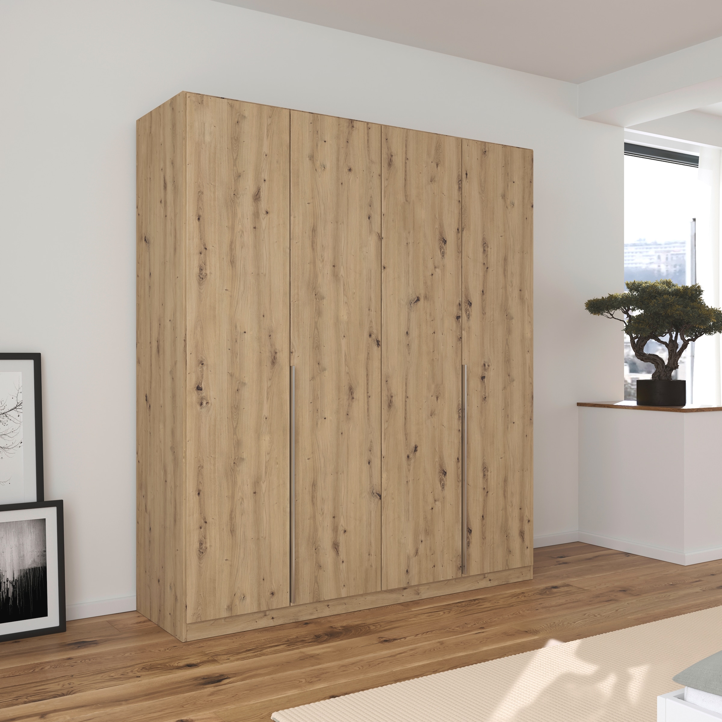 rauch Drehtürenschrank »Kleiderschrank Schrank Garderobe AGORDO TOPSELLER Schlafzimmer«, (in zwei Griff-Farben, Breiten 91-360 cm, Dekor- oder Hochglanzfront), durchdachte Innenausstattung, in 7 Breiten und 2 Höhen MADE IN GERMANY