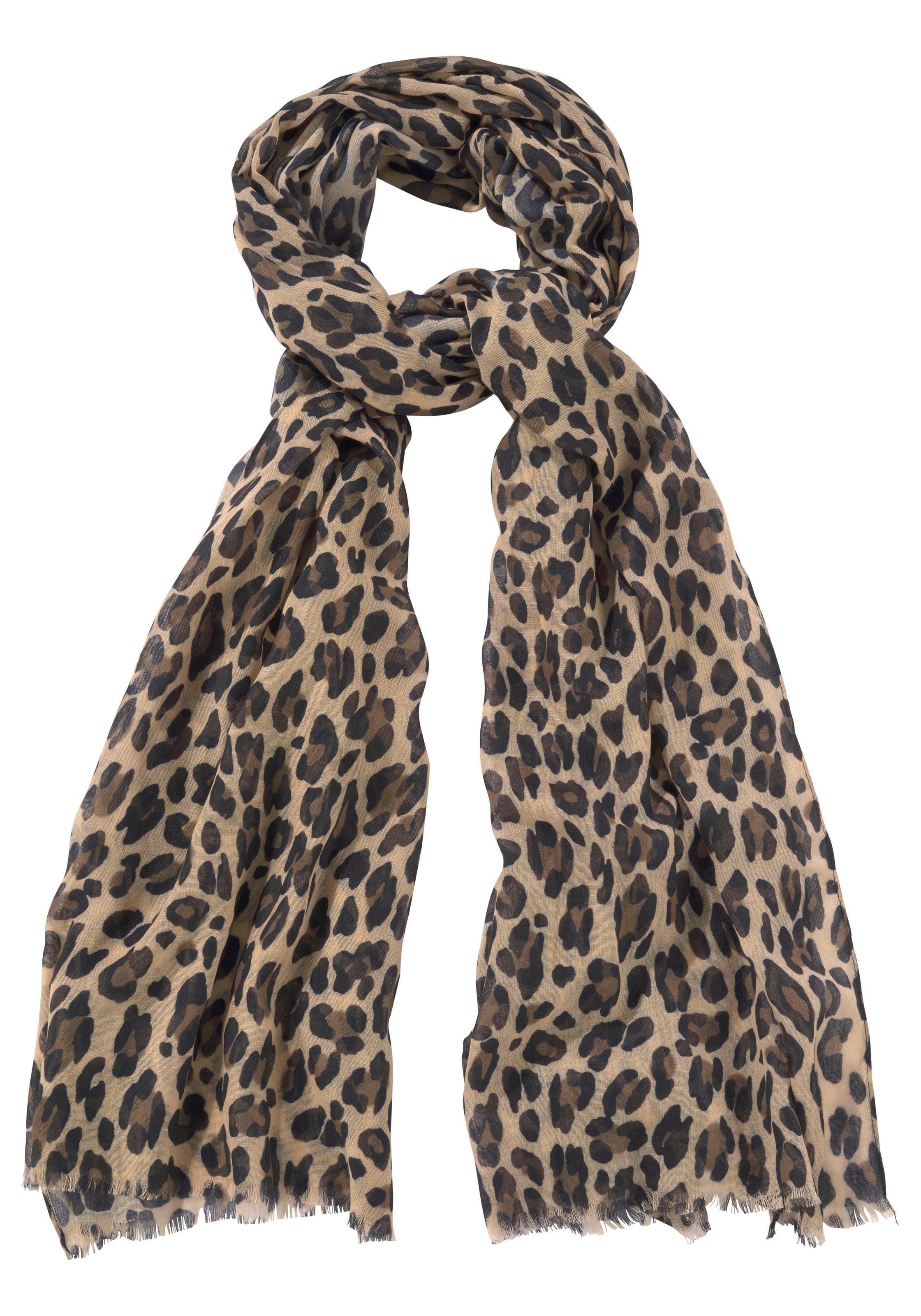 J.Jayz Modeschal, Leichter Schal mit Leo Muster, Animal Print