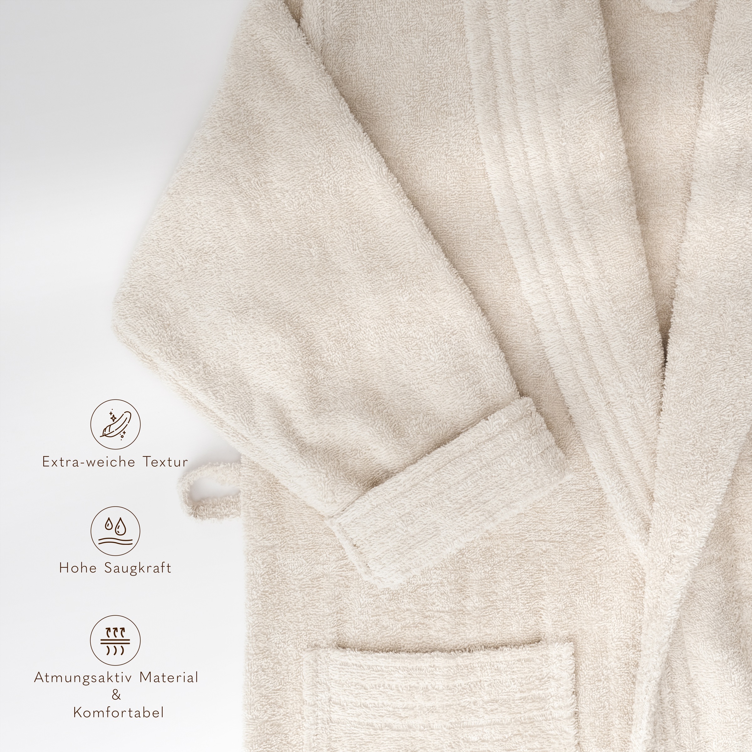 HAMMETEX Damenbademantel »Ren, 100% Baumwolle« 380 g/m² Frottee Bademantel mit Taschen – Saugfähig & Weich