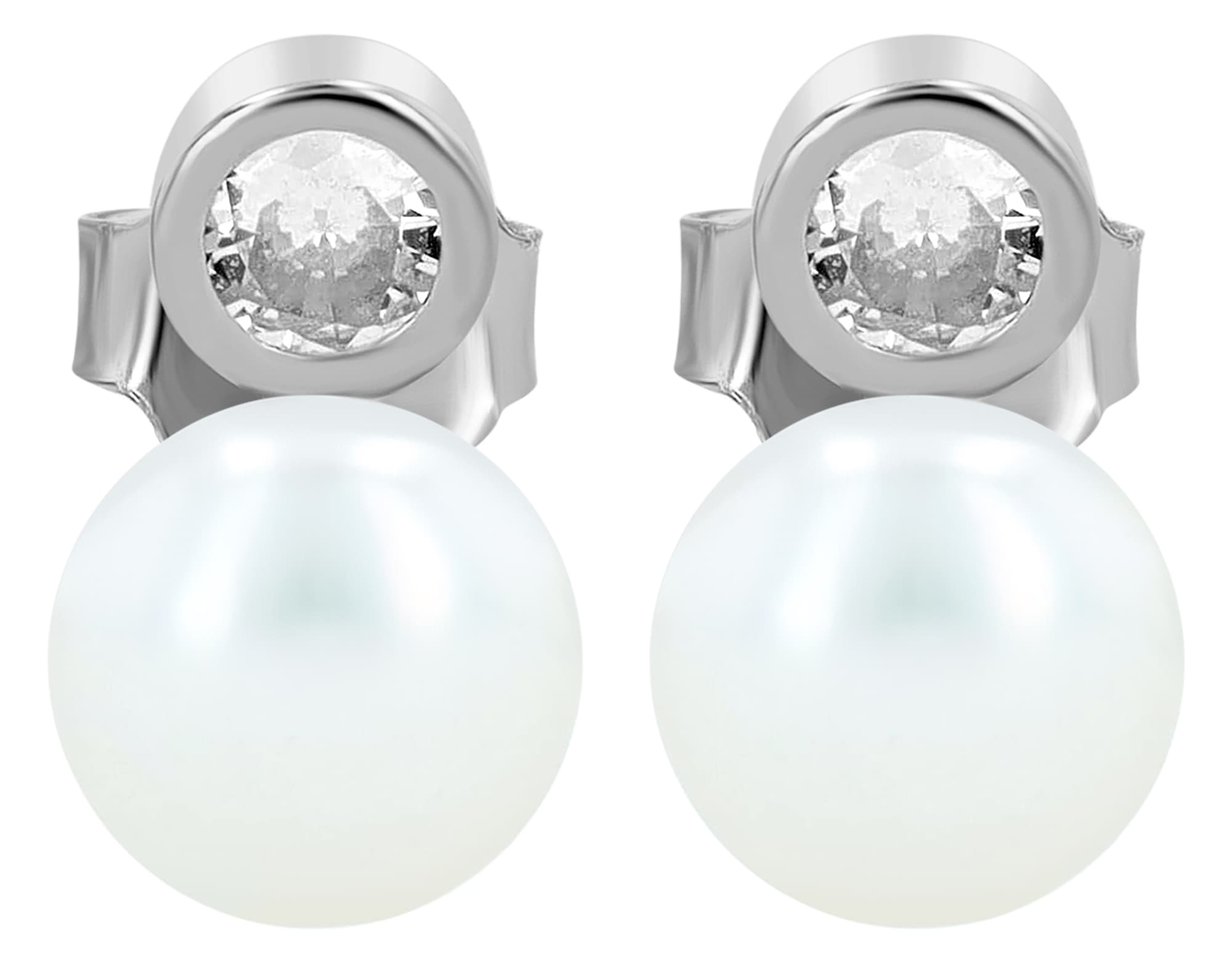 Adelia´s Paar Ohrstecker »925 Silber Ohrringe Ohrstecker mit Süßwasserperle und funkelnden Zirkonia« Perle, silberfarben