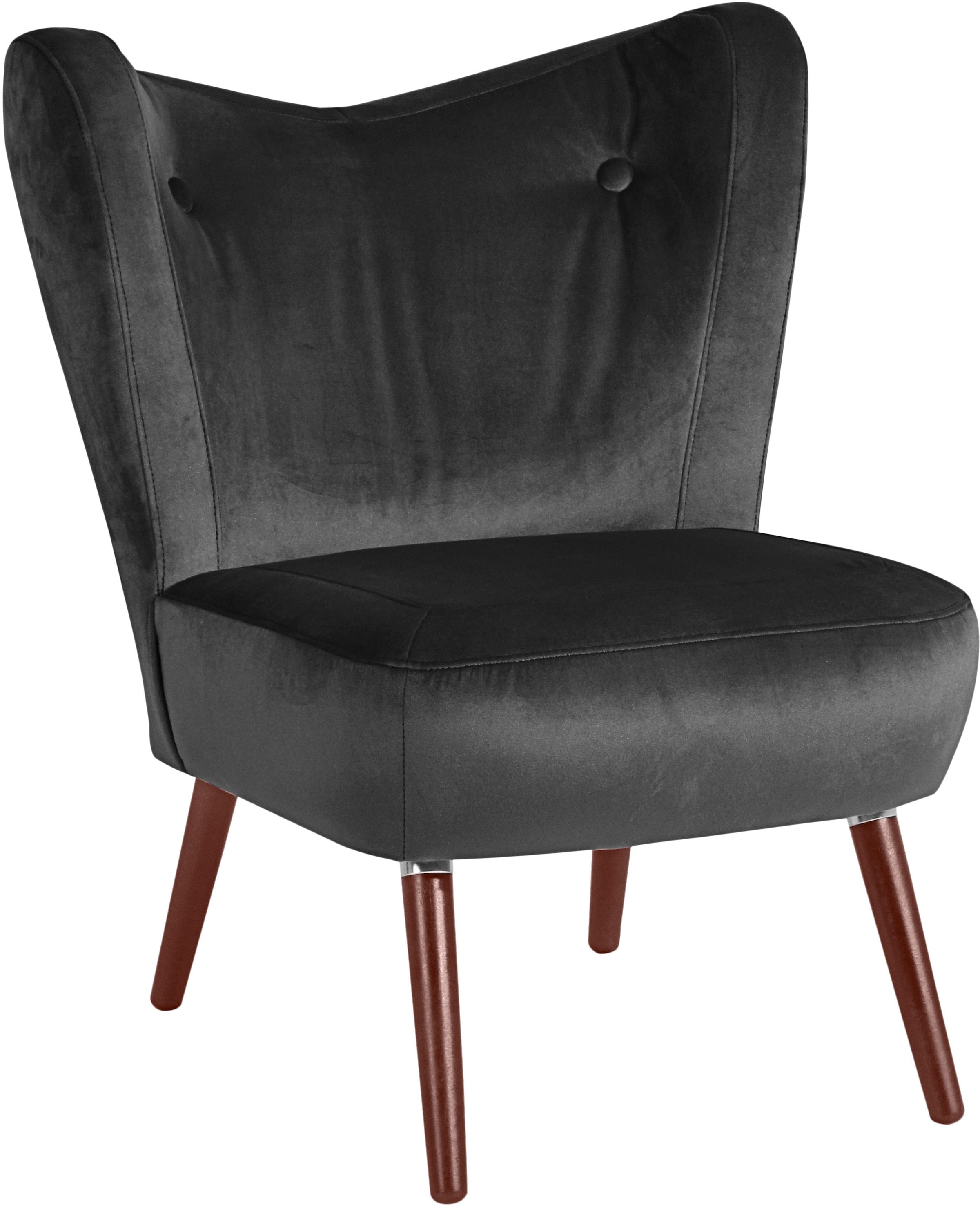 Max Winzer® Cocktailsessel »Stella, Loungesessel, Samtvelours Bezug in 10 Trendfarben«, im Retrolook, bequem, geschwungene Rückenlehne, Solitärsessel