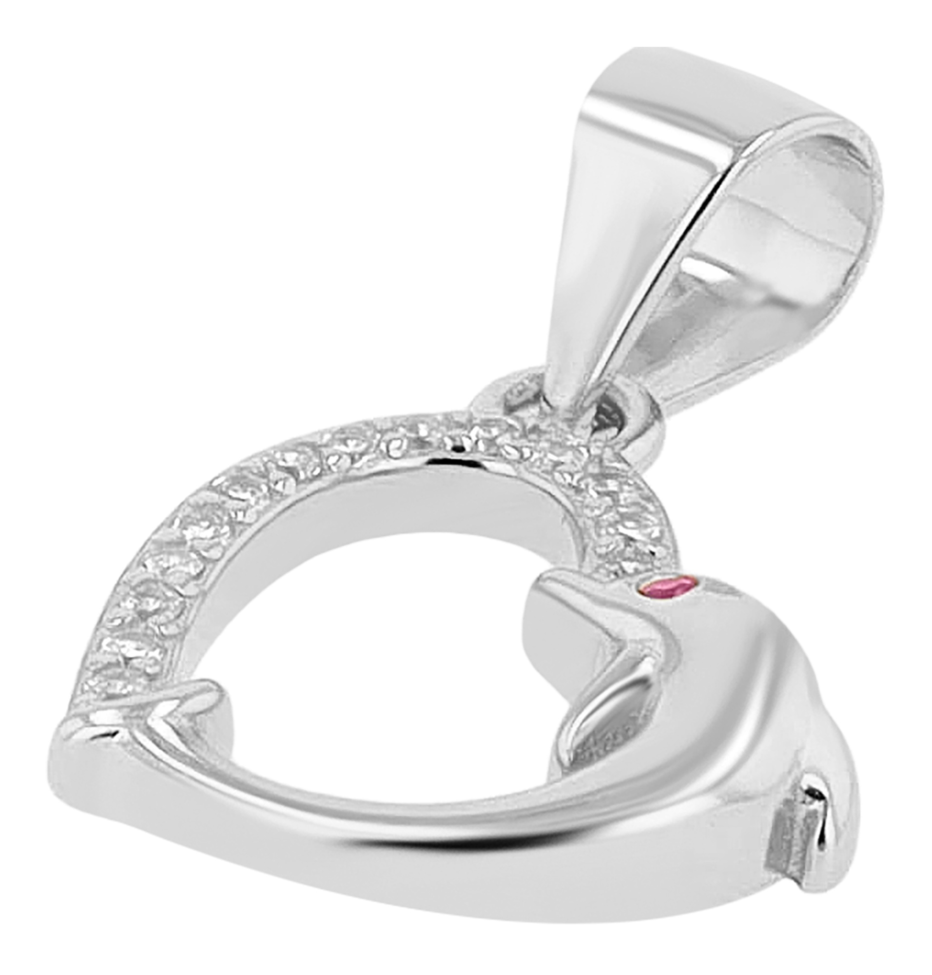 Adelia´s Herzanhänger »Kinder Anhänger ¿ Delfin Herzanhänger aus 925 Silber mit Zirkonia«