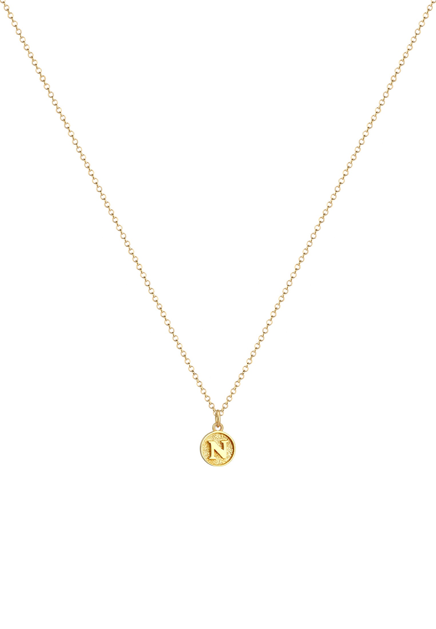 Elli Kette mit Anhänger »Halskette Plättchen Vintage Buchstabe N Initialen 925 Sterling Silber«