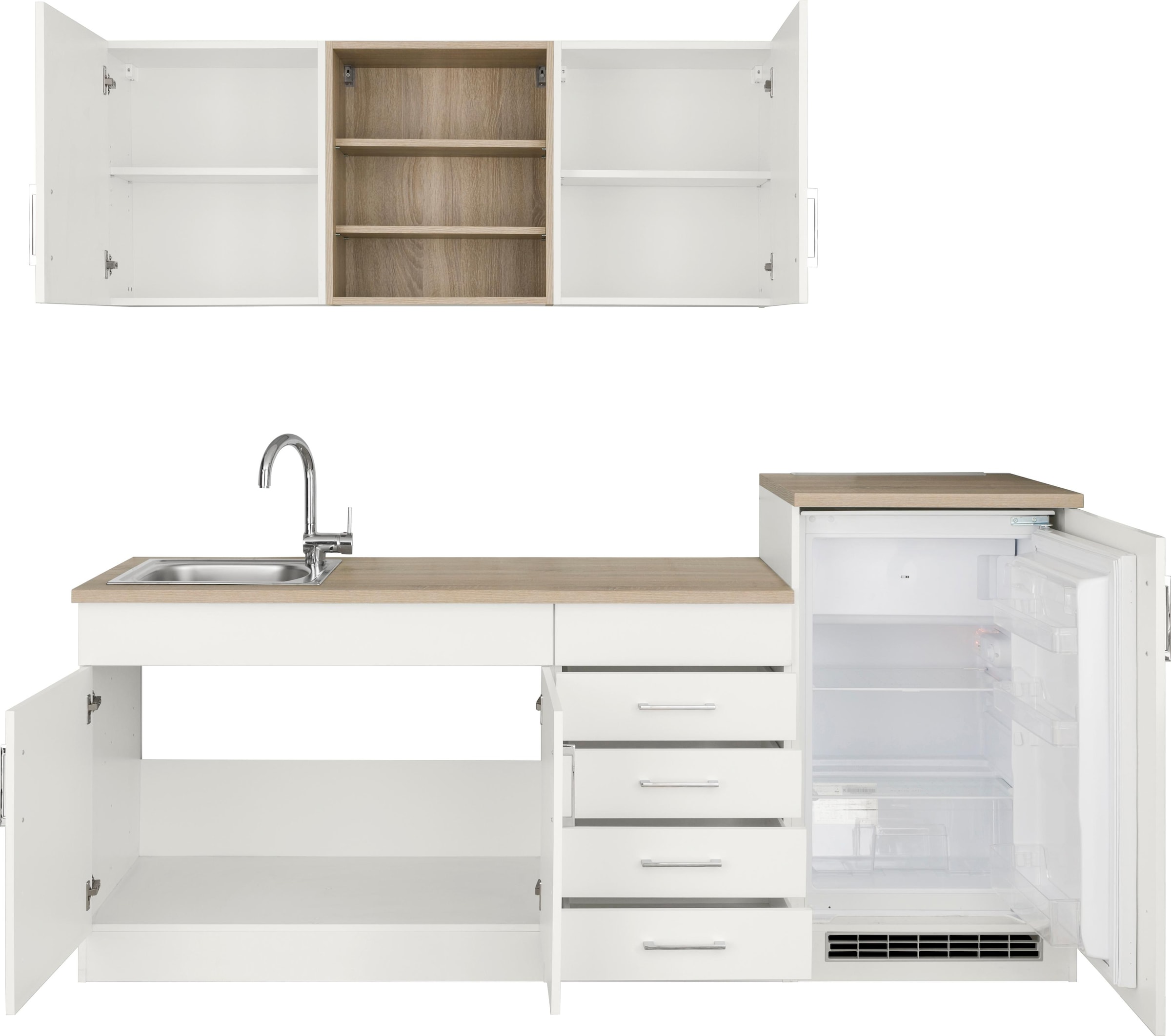 KOCHSTATION Küche »KS-Mali« Breite 210 cm, mit E-Geräten