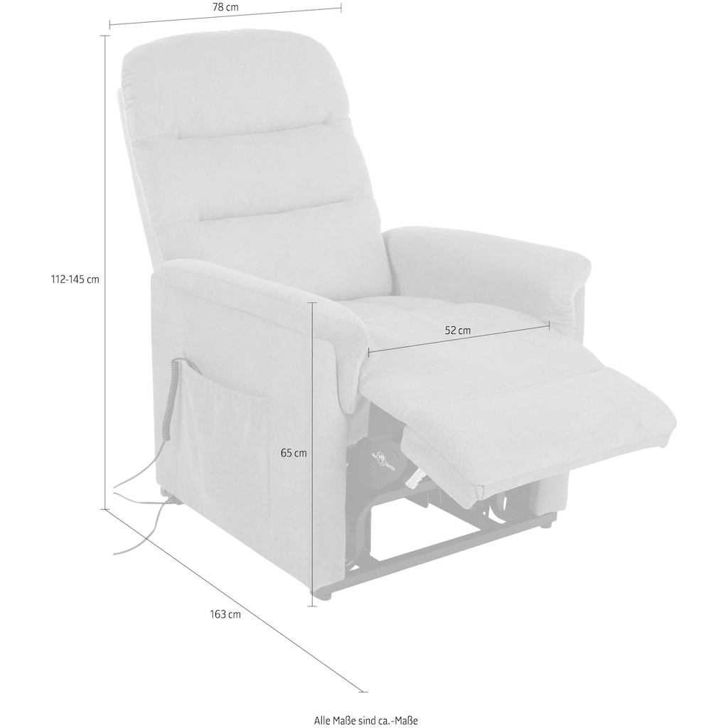 Duo Collection TV-Sessel »Whitehorse XXL bis 150 kg belastbar, mit elektrischer Aufstehhilfe«, Relaxfunktion und Taschenfederkern mit Stahlwellenunterfederung