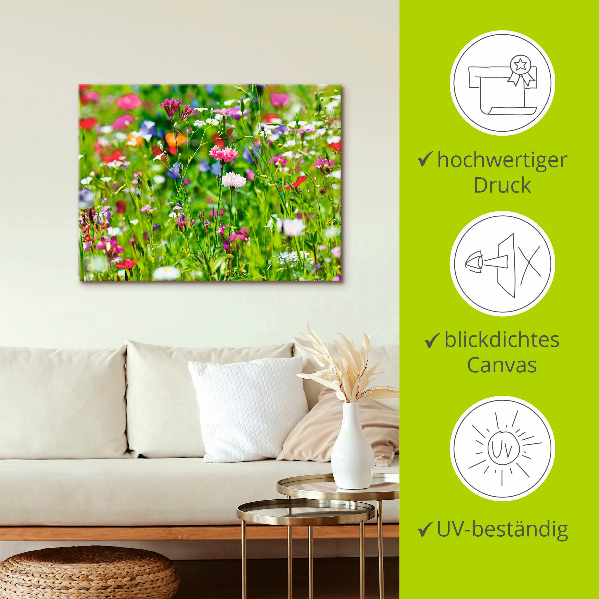 Artland Wandbild »Blumenwiese I«, Blumenwiese, (1 St.), als Leinwandbild, Poster in verschied. Größen